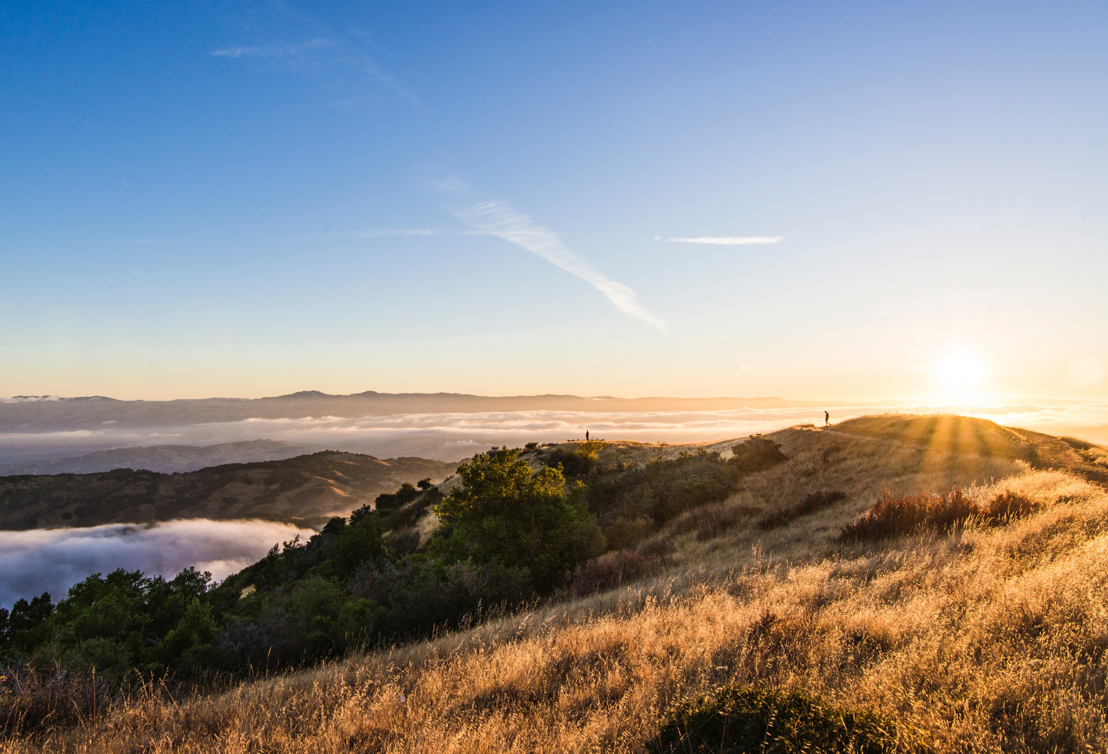 mountain hiking sunrise and hill 4k, HD Wallpaper