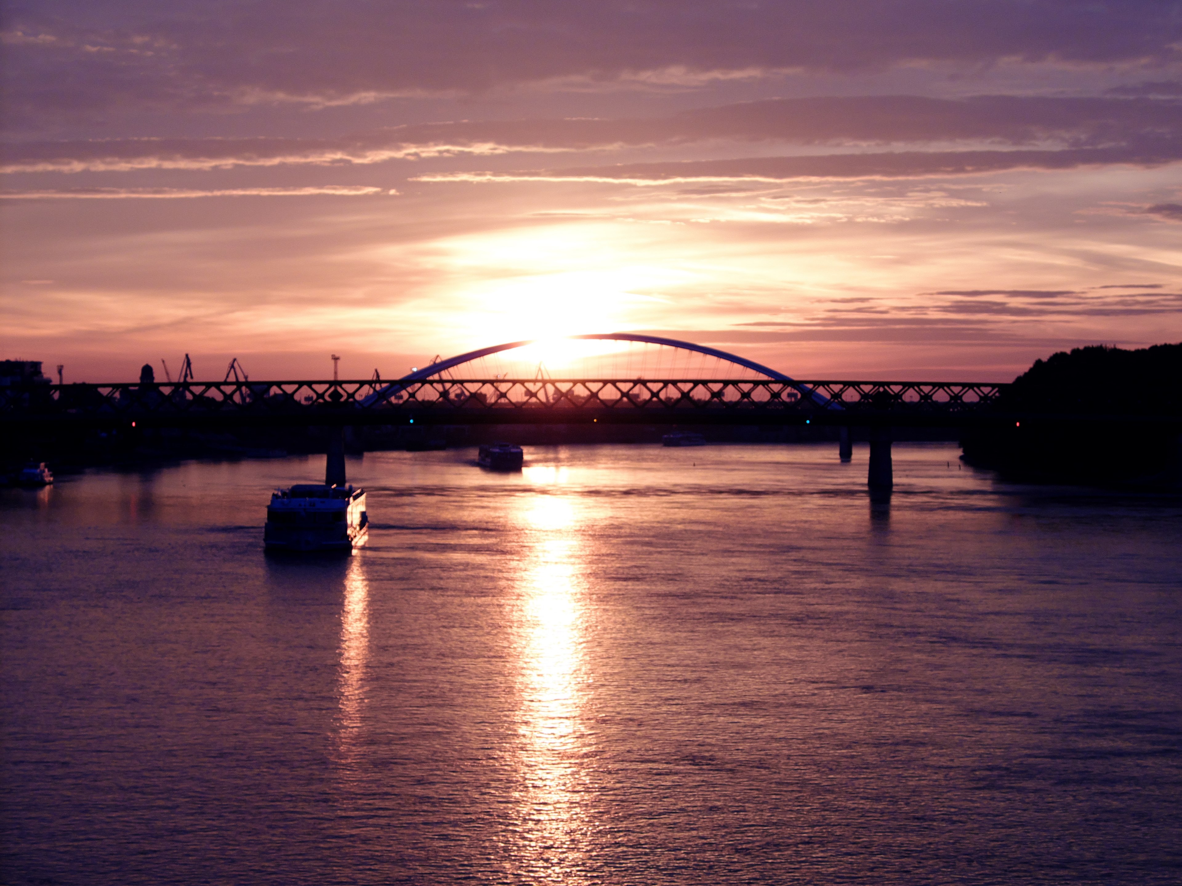 dawn bridge bratislava and danube 4k, HD Wallpaper