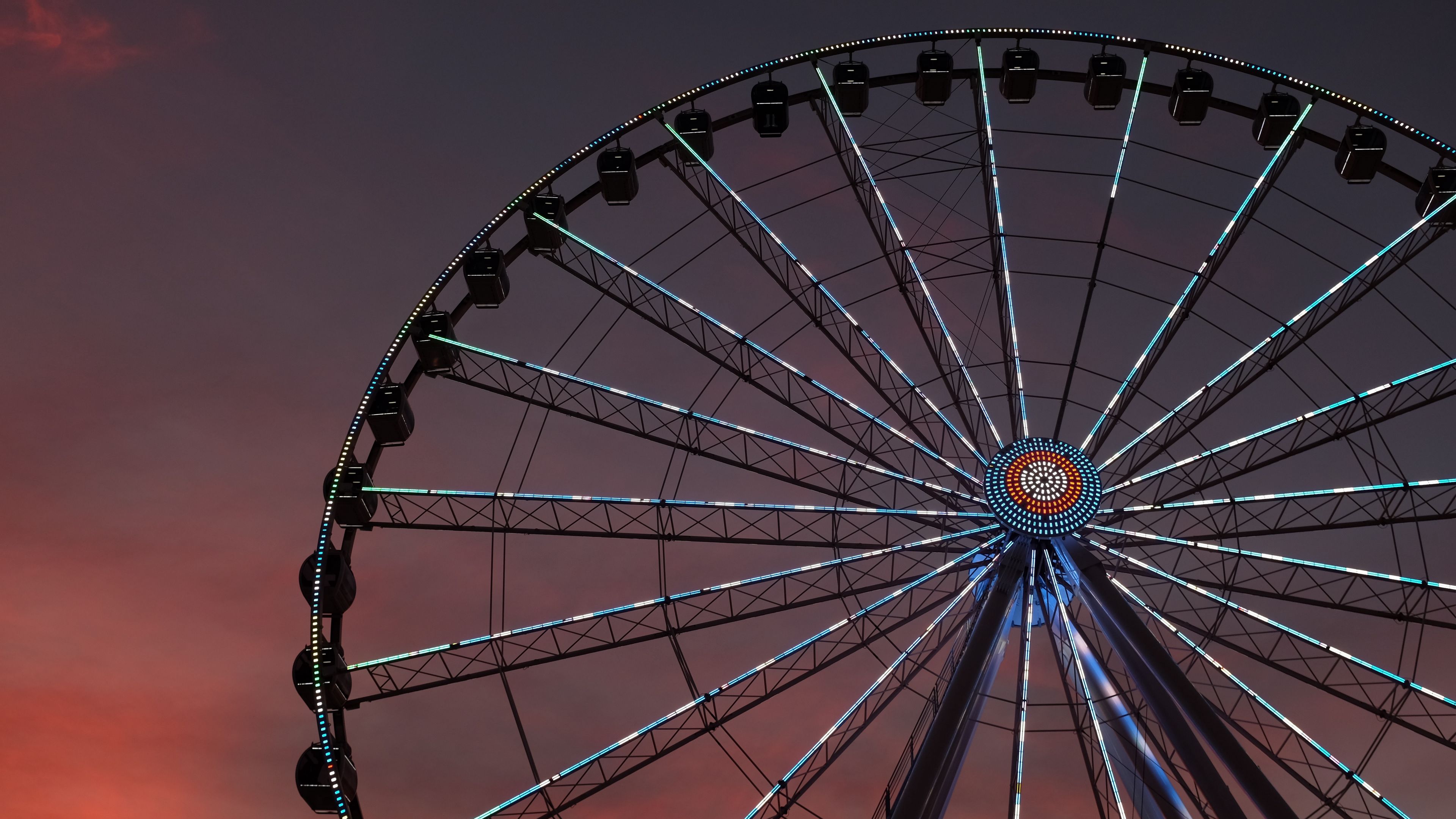ferris wheel, attraction, backlight, 4k, HD Wallpaper