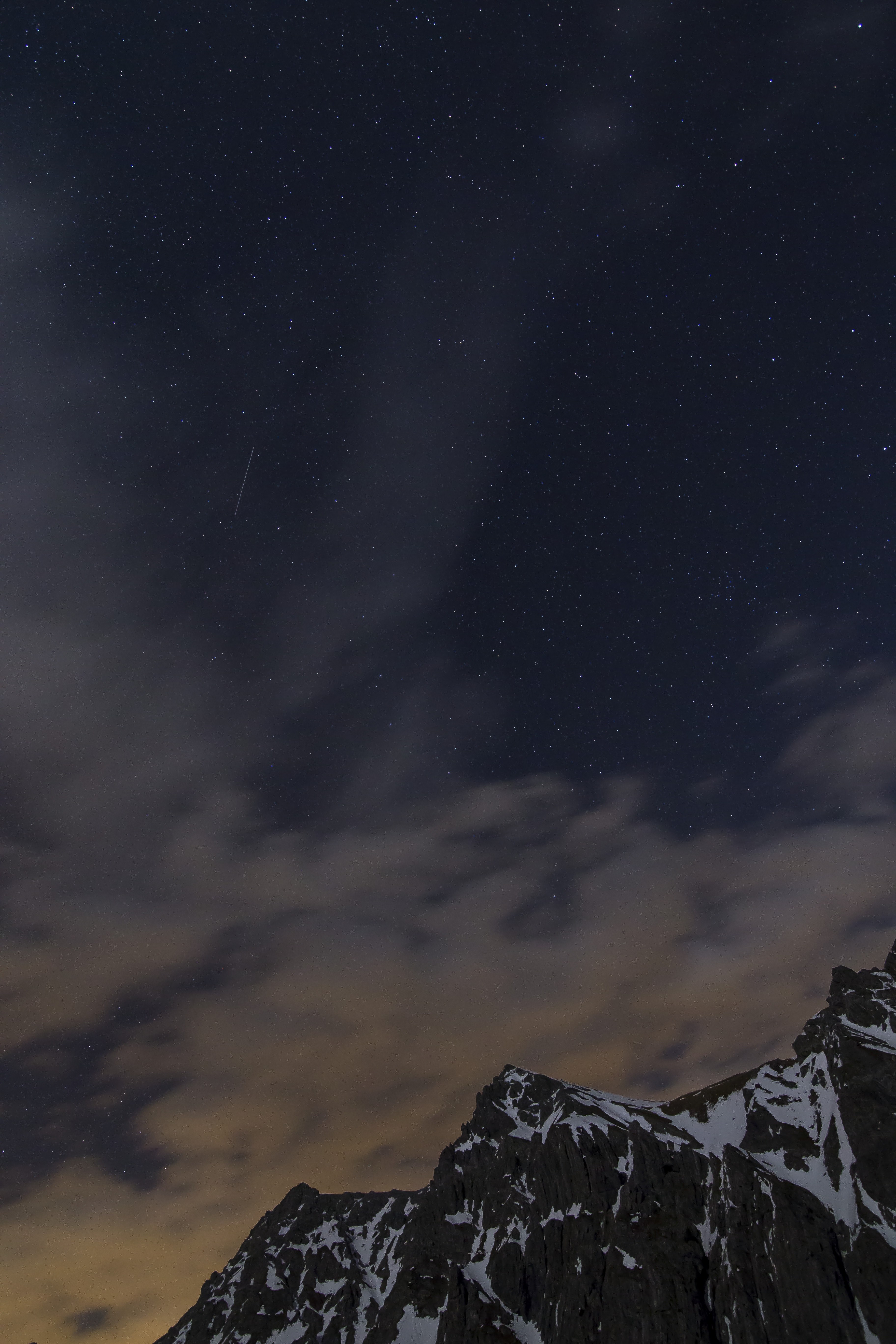 clouds obscure the starry sky over tall mountain peaks near lnersee, clouds on a starry sky over mountains 4k, Phone HD Wallpaper