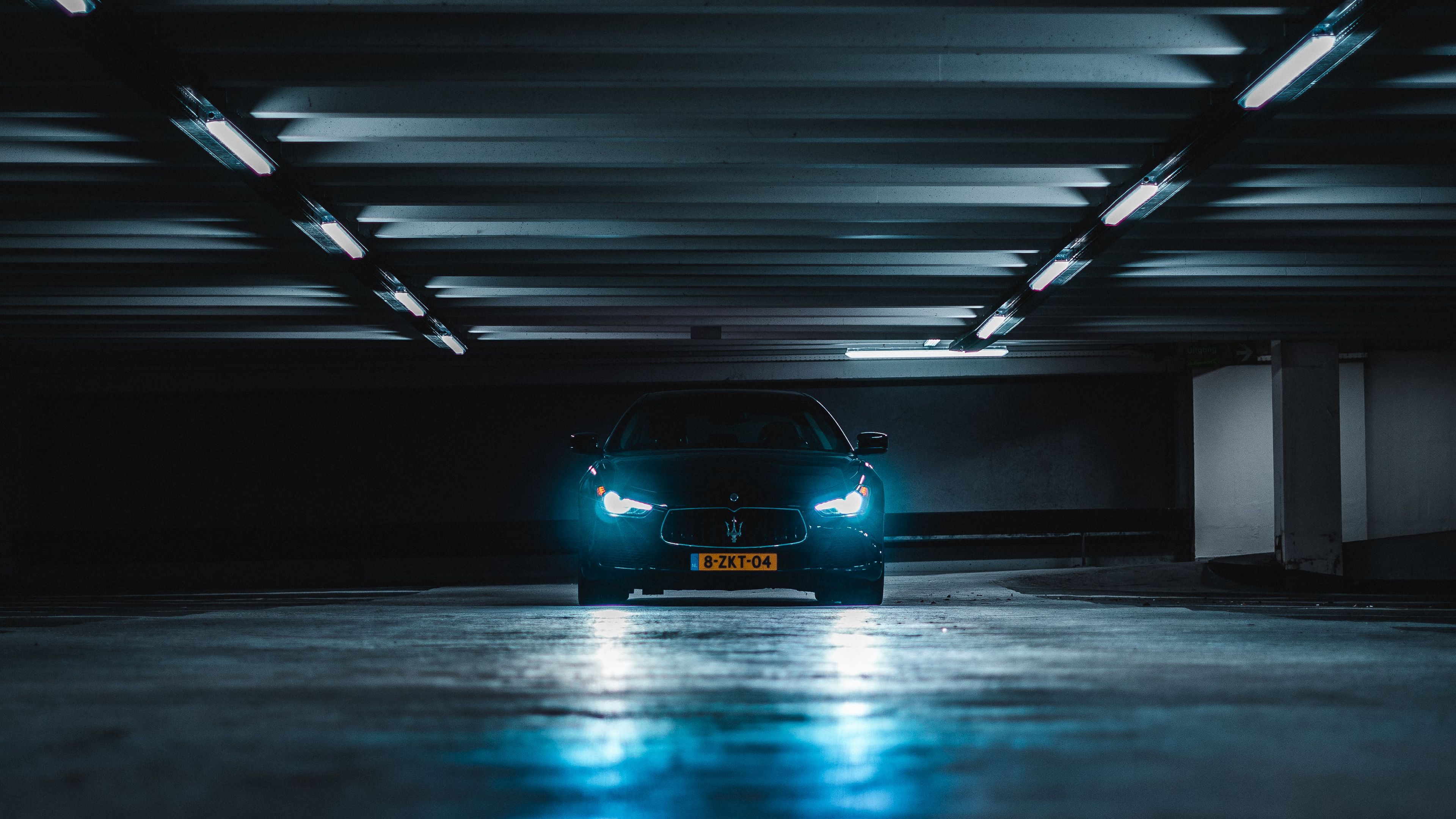 car, lights, glow, tunnel, 4k, HD Wallpaper
