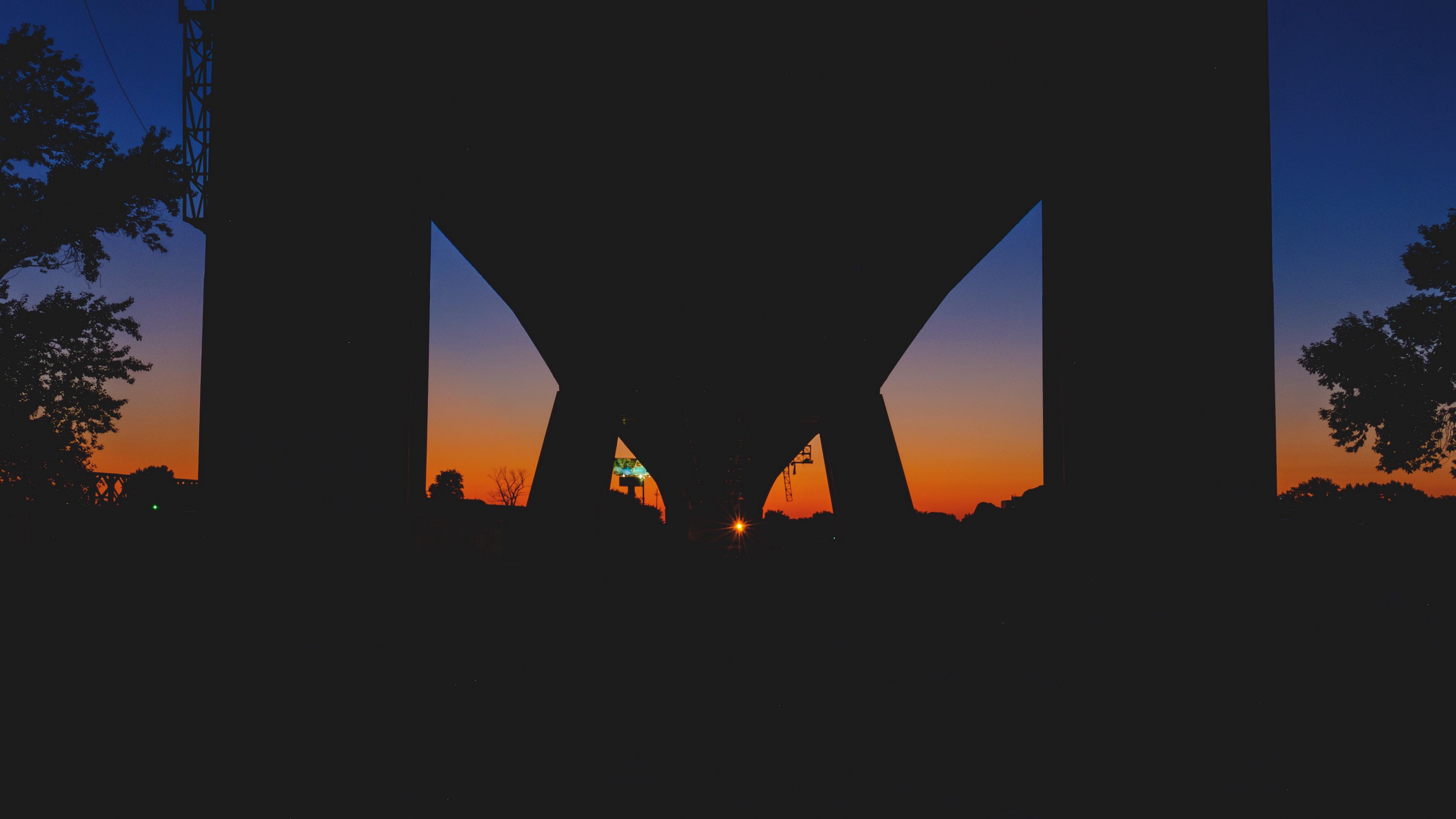bridge, night, sunset, 4k, HD Wallpaper