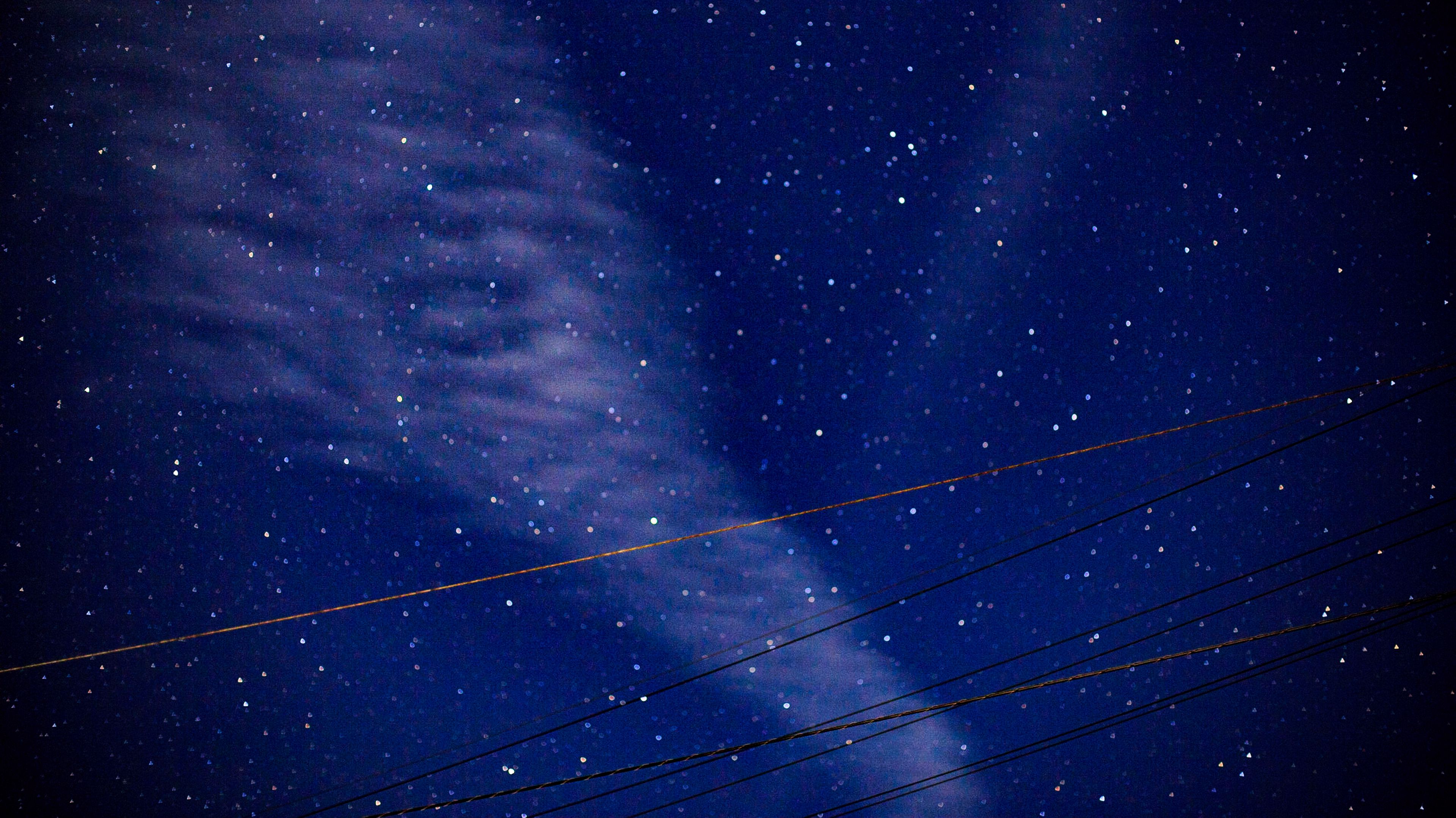 starry sky, wires, night, 4k, HD Wallpaper