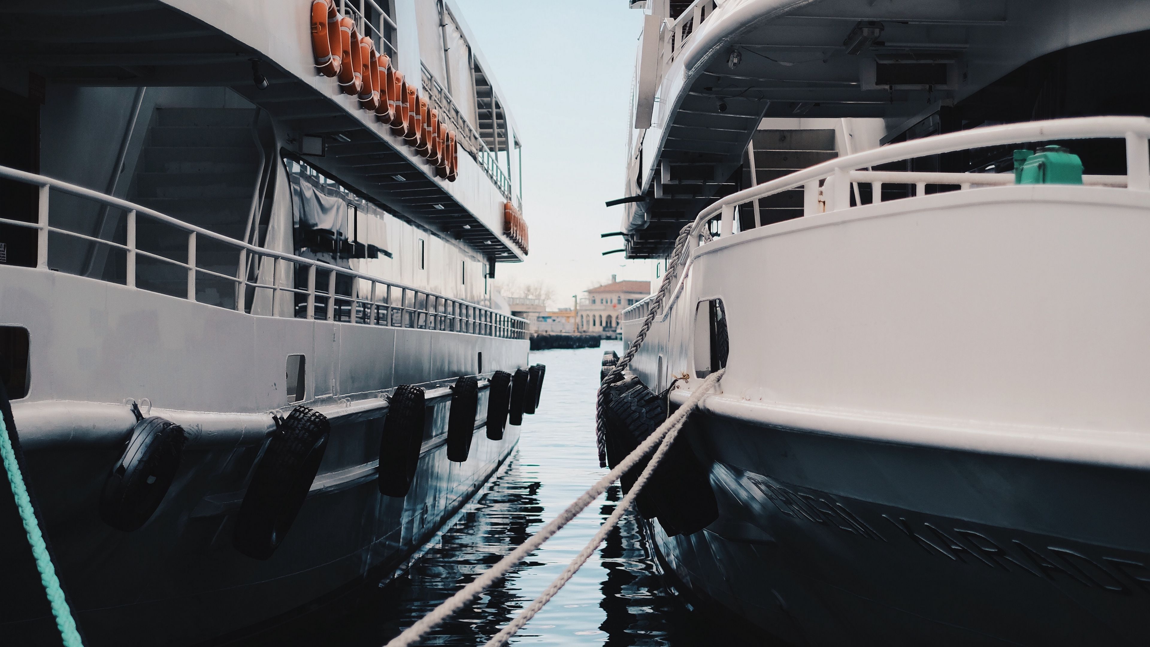 ships, yachts, sea, wharf, 4k, HD Wallpaper