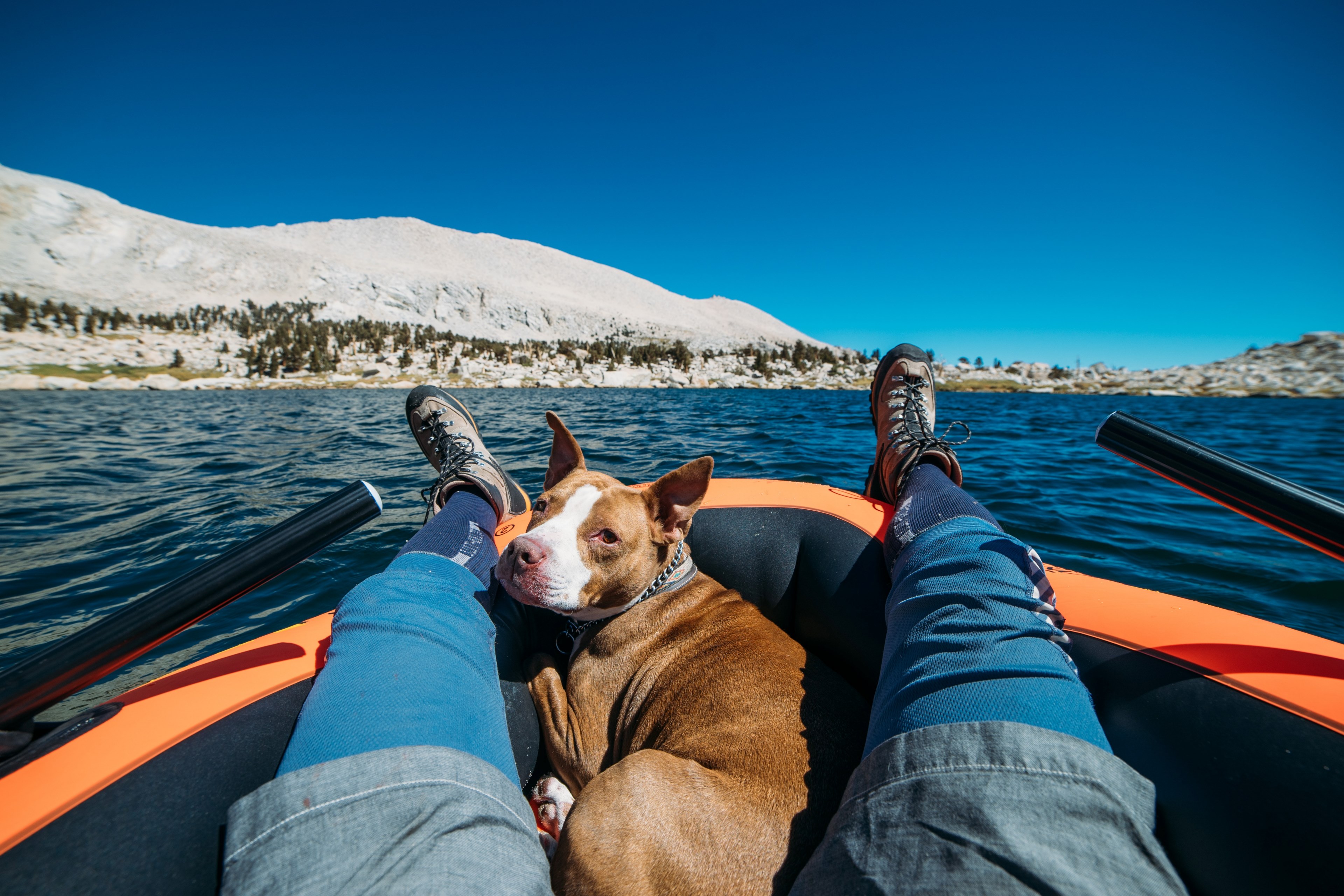 boat alpine lake backpacking and lake 4k, HD Wallpaper