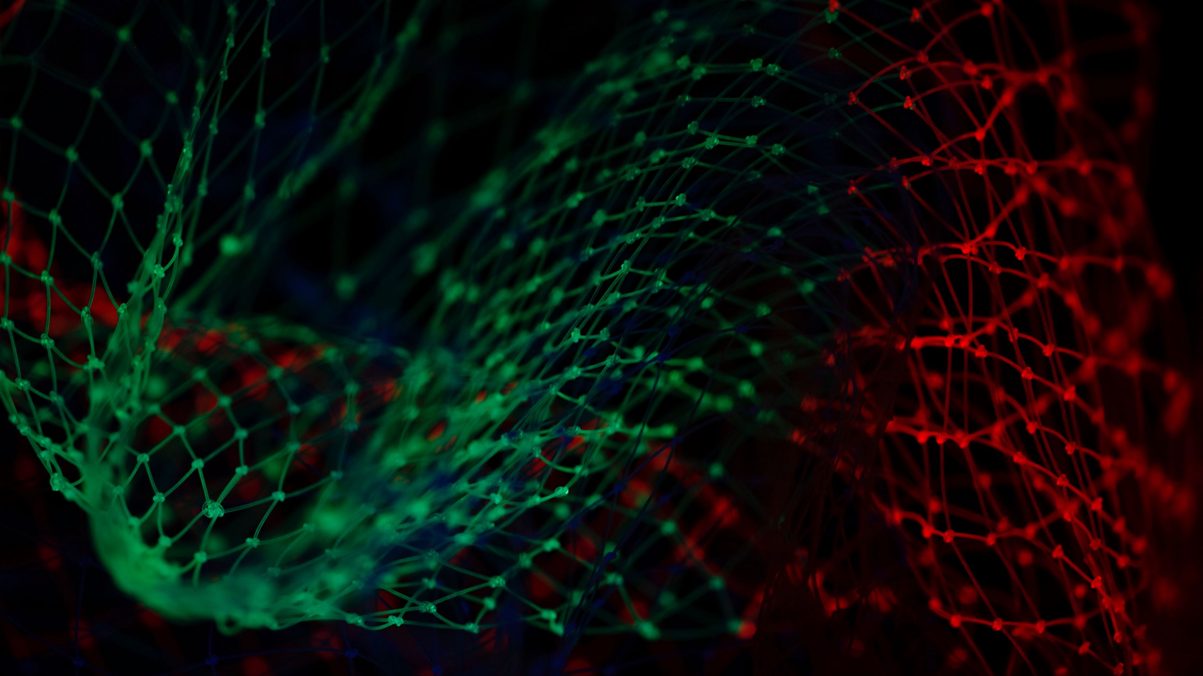 grid, plexus, green, red, 4k, HD Wallpaper