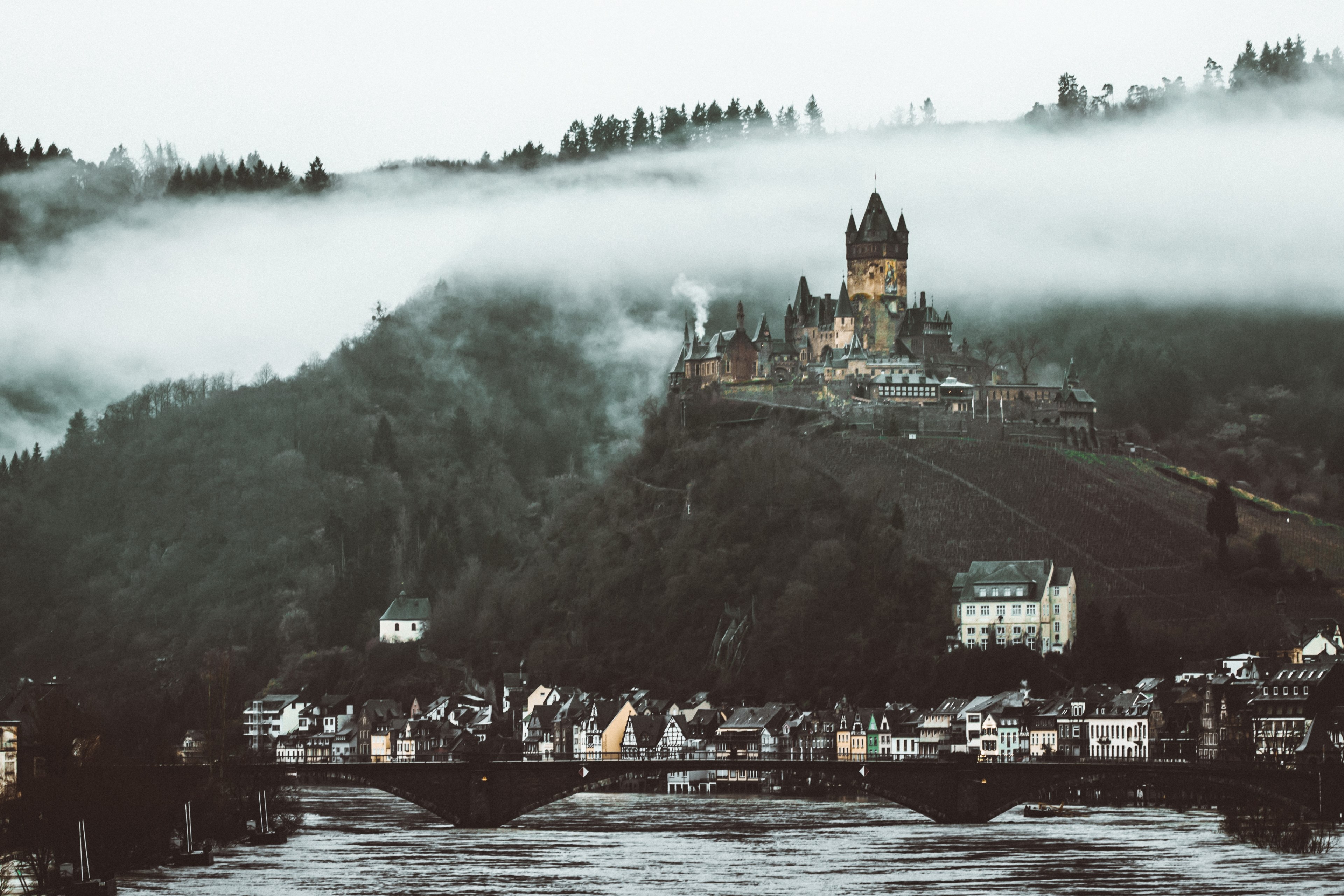 castle germany forest and city 4k, HD Wallpaper