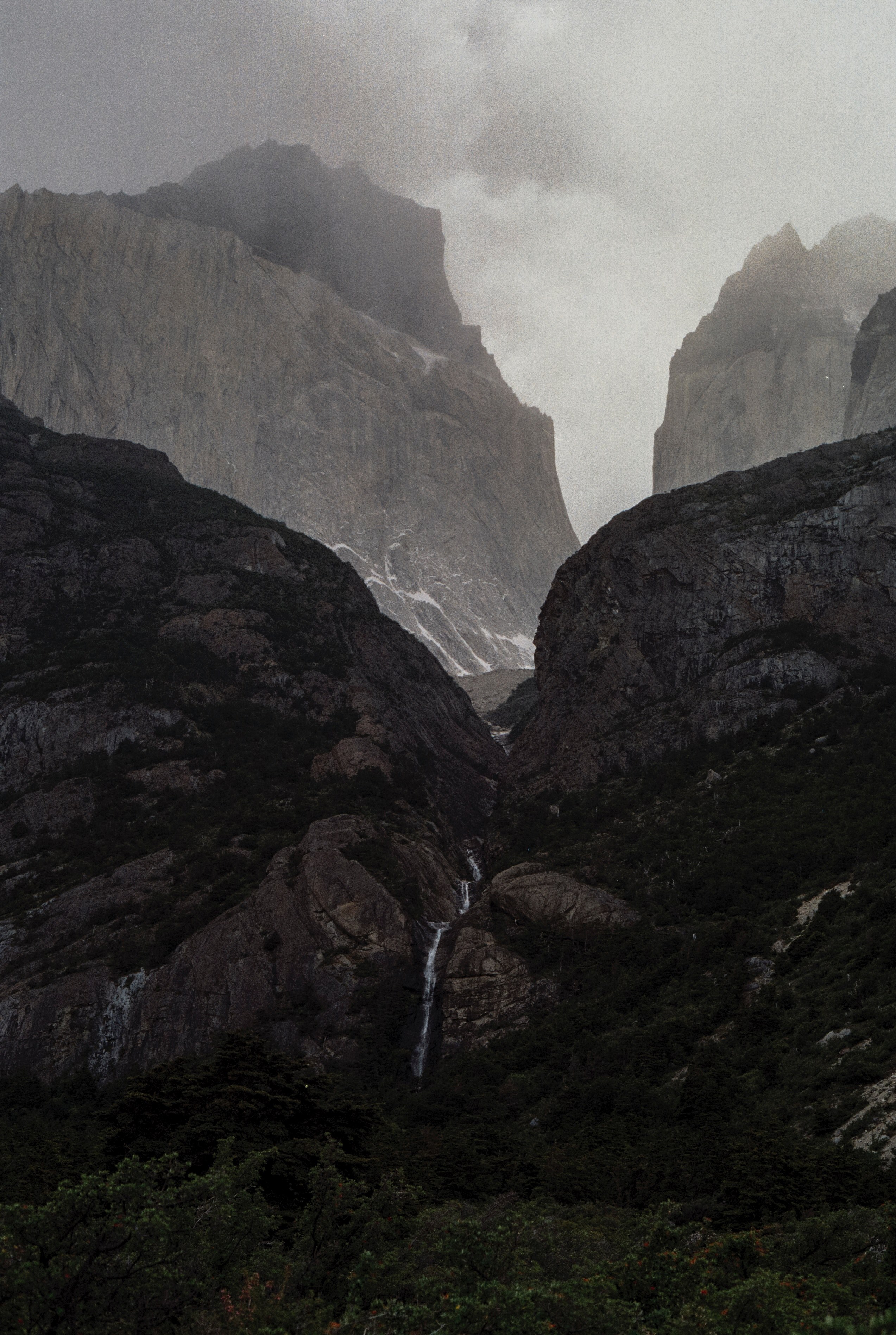 mountain mist fog and waterfall hd, 4k, Phone HD Wallpaper