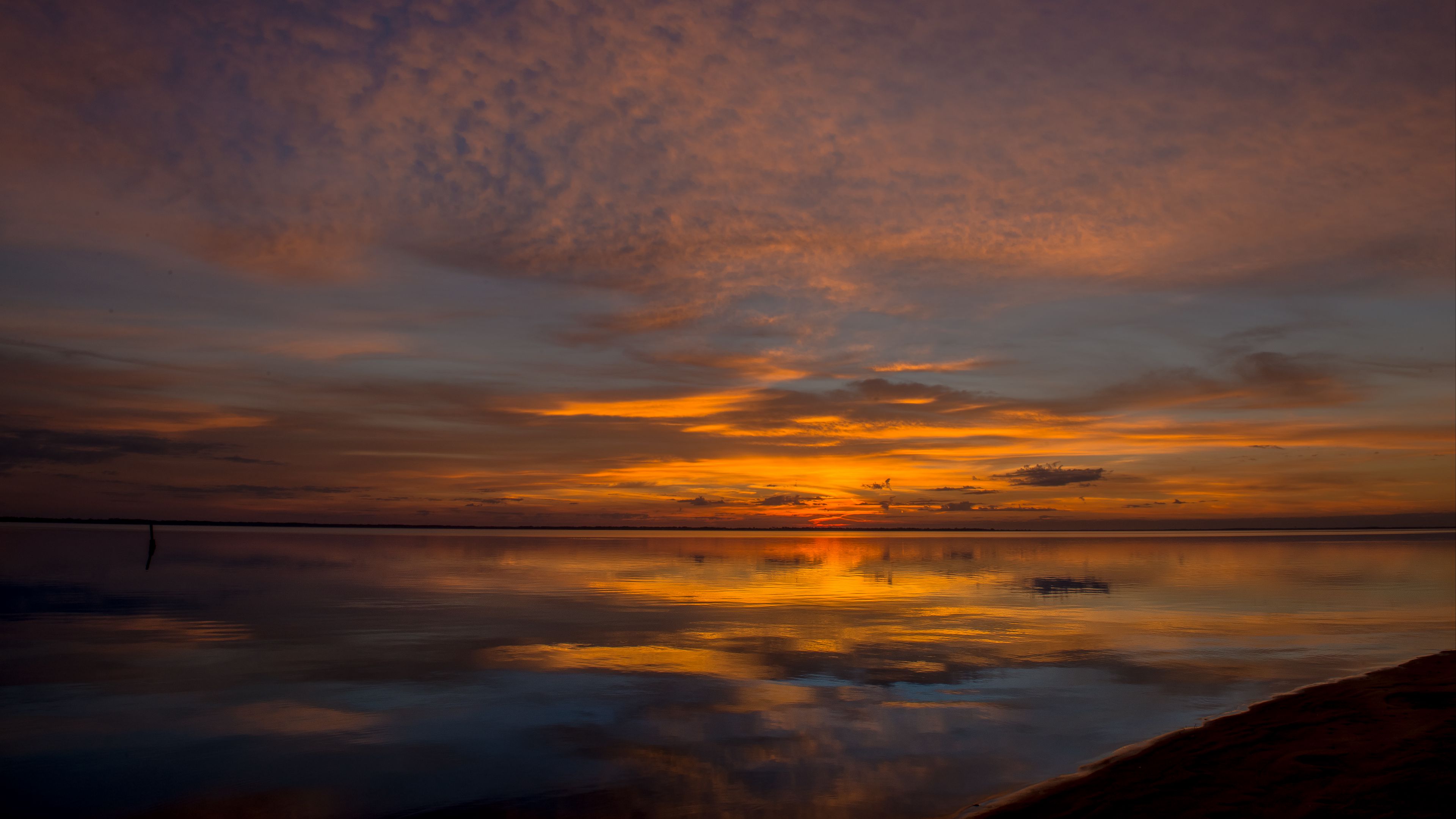 sunset, horizon, sky, cloud, 4k, HD Wallpaper