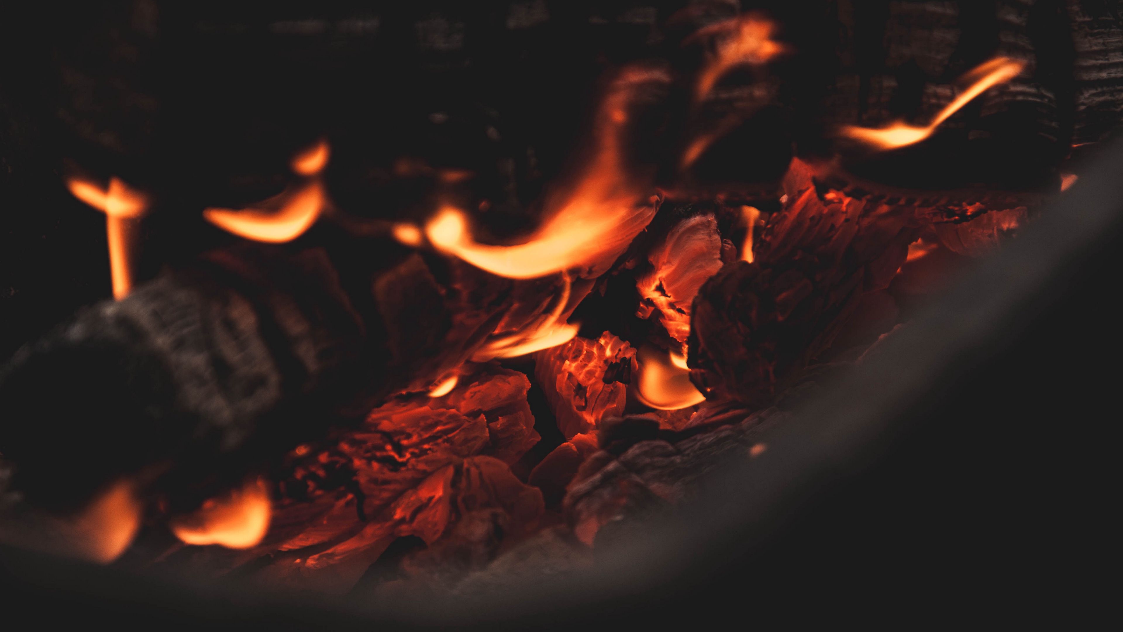 bonfire, fire, coals, 4k, HD Wallpaper