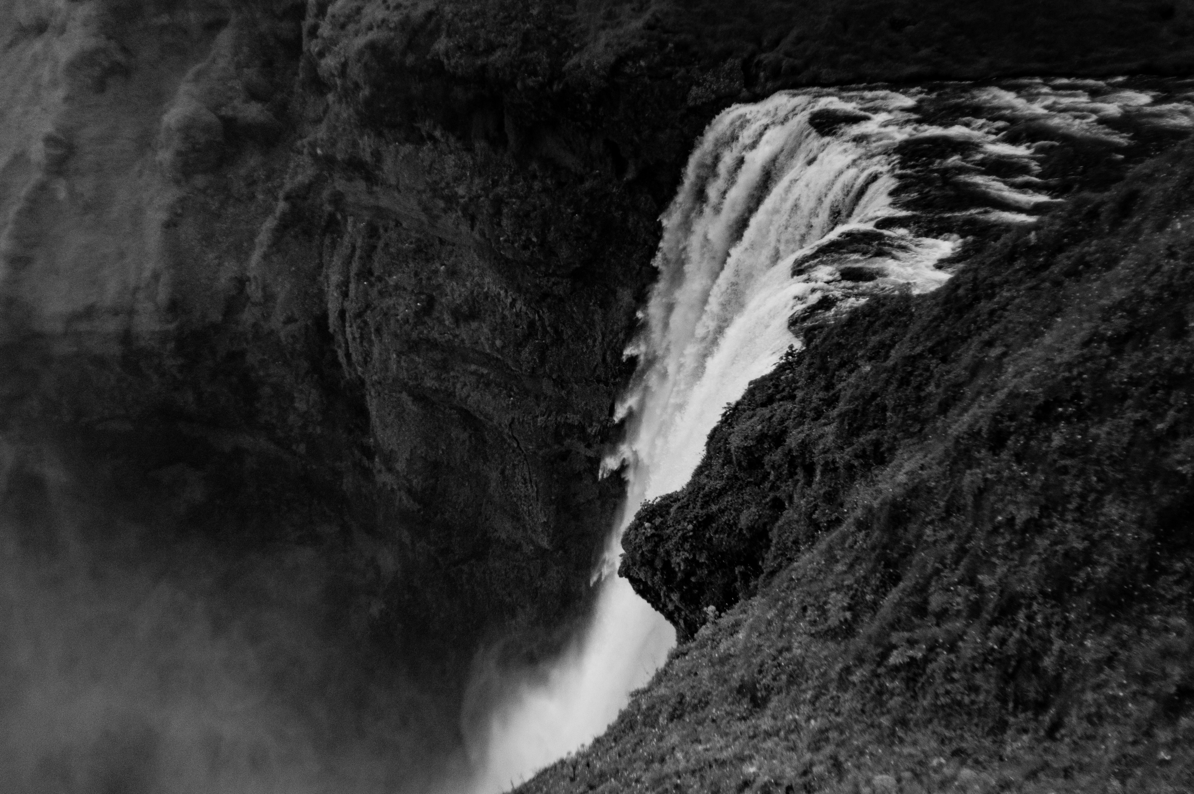 waterfall black and white iceland and bampw 4k, HD Wallpaper