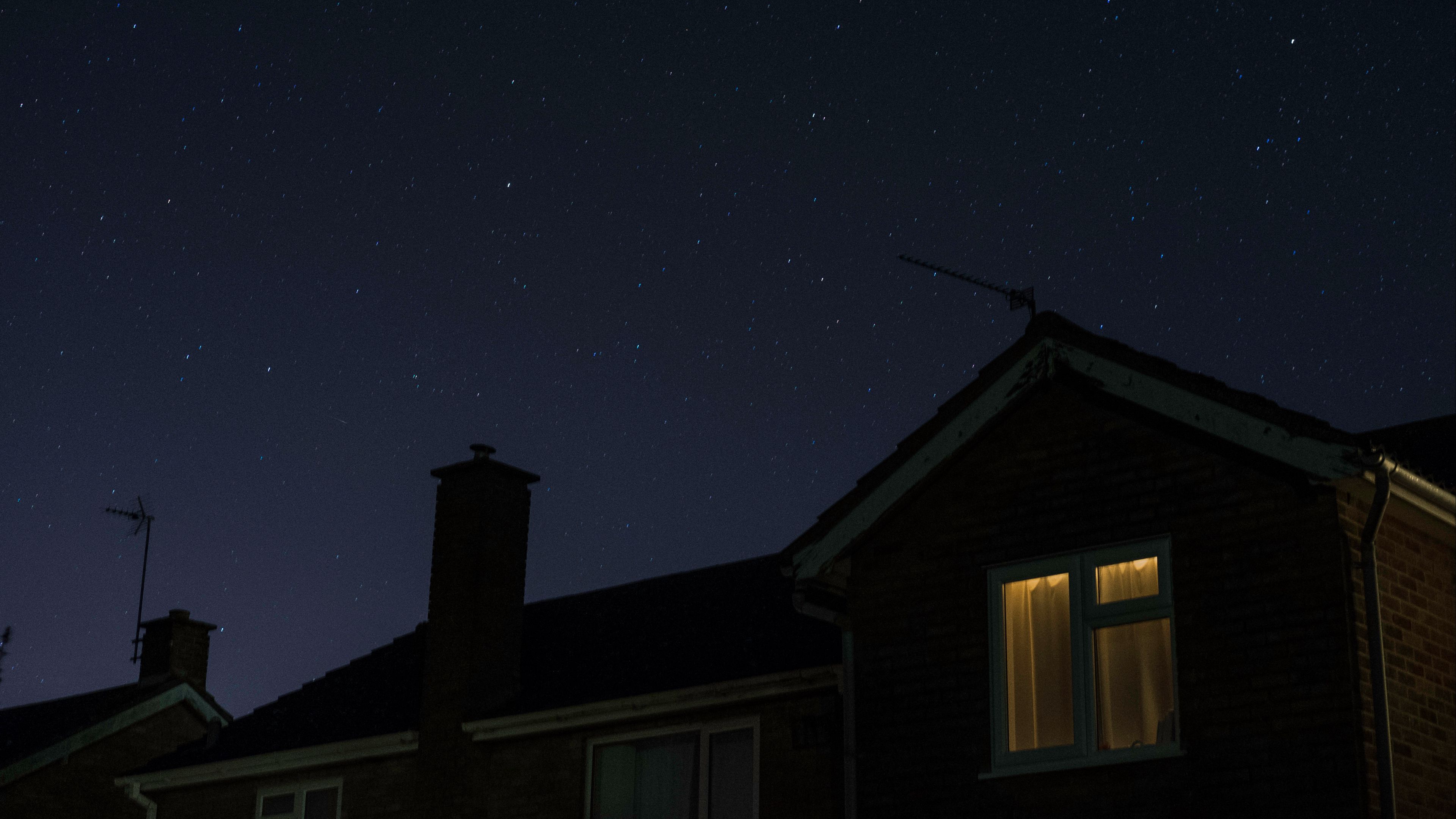 window, starry sky, night, 4k, HD Wallpaper