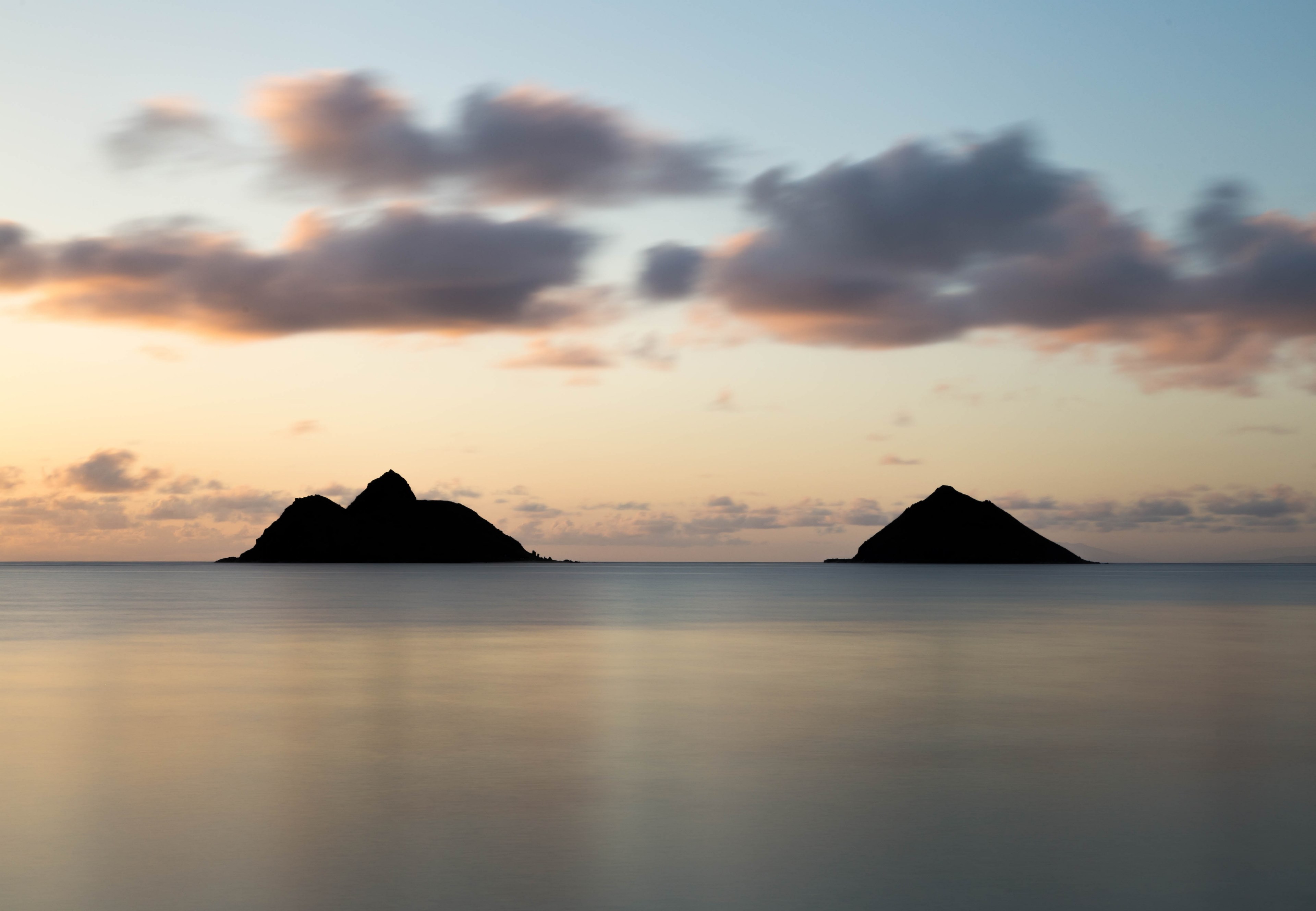 two island silhouettes after the sunset at lanikai beach, two island silhouettes 4k, HD Wallpaper