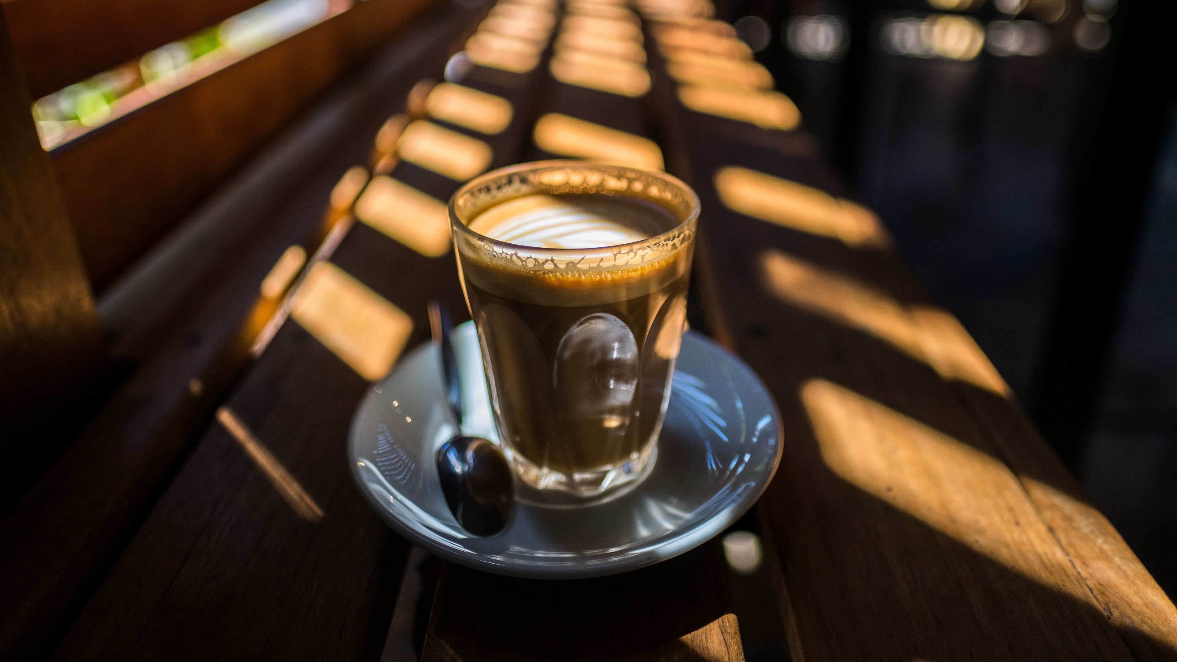glass, coffee, light, cafe, 4k, HD Wallpaper