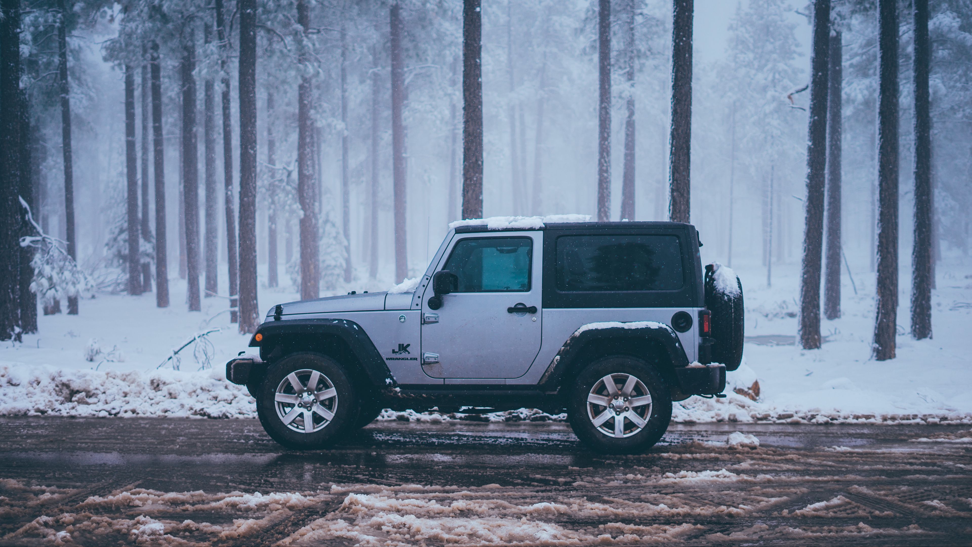 car, suv, road, winter, 4k, HD Wallpaper