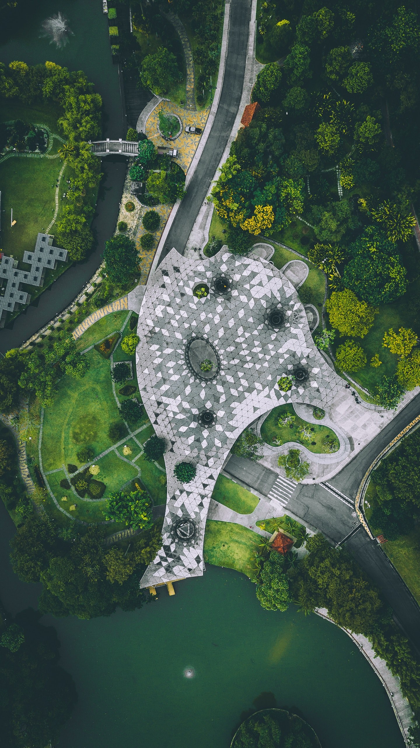 aerial view of lake garden kuala lumpur 4k, Phone HD Wallpaper