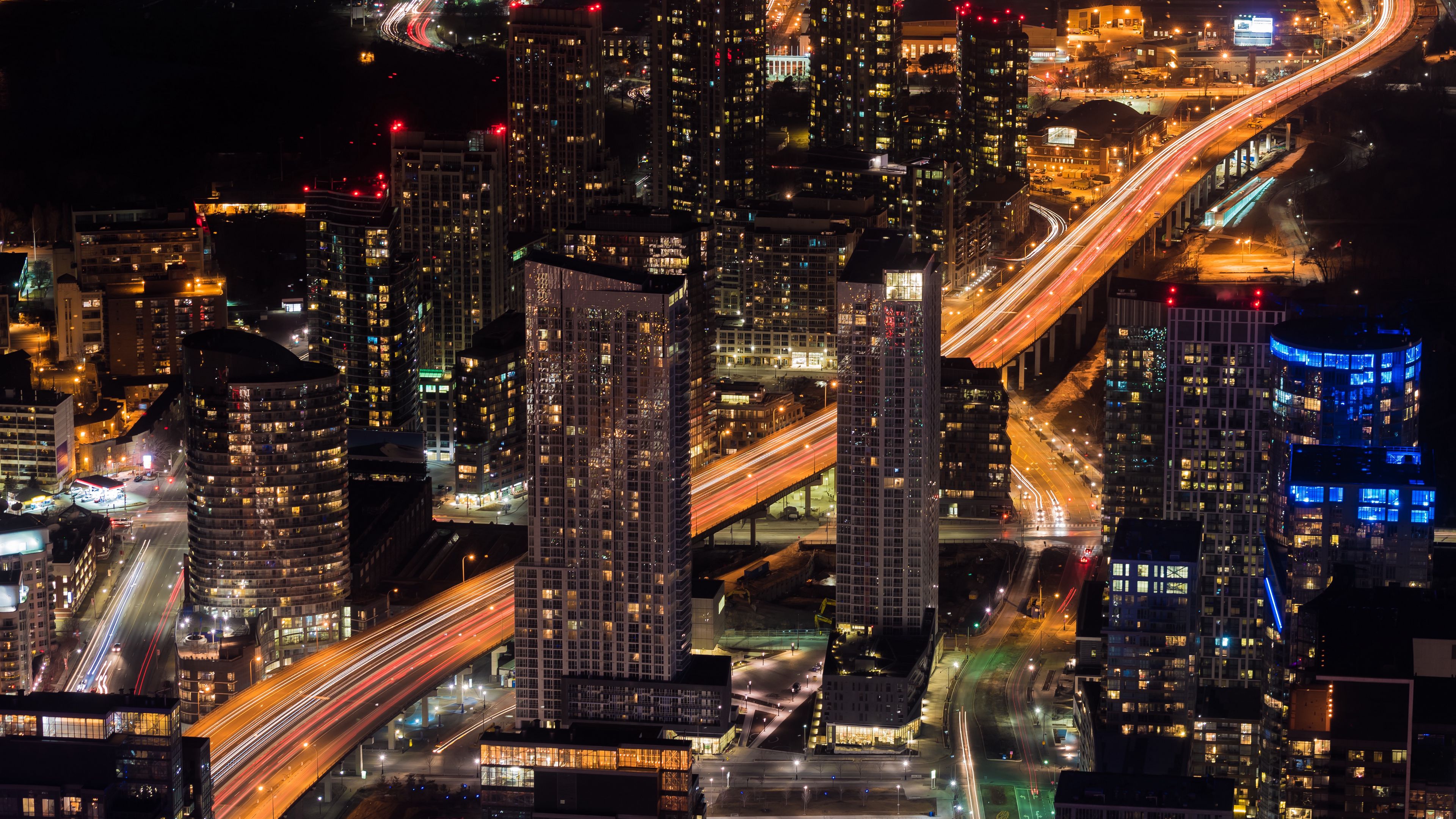 night city, skyscrapers, buildings, 4k, HD Wallpaper