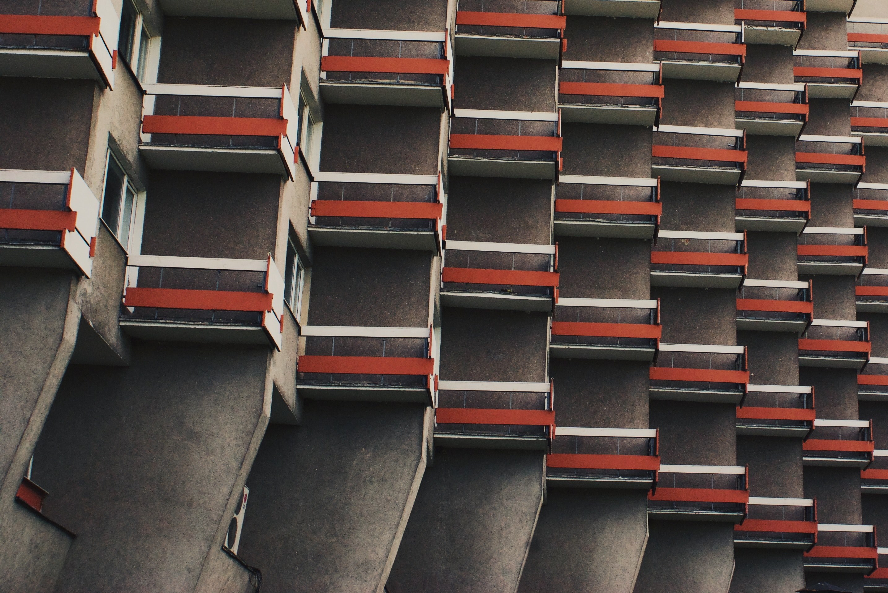 architecture building balcony and orange 4k, HD Wallpaper