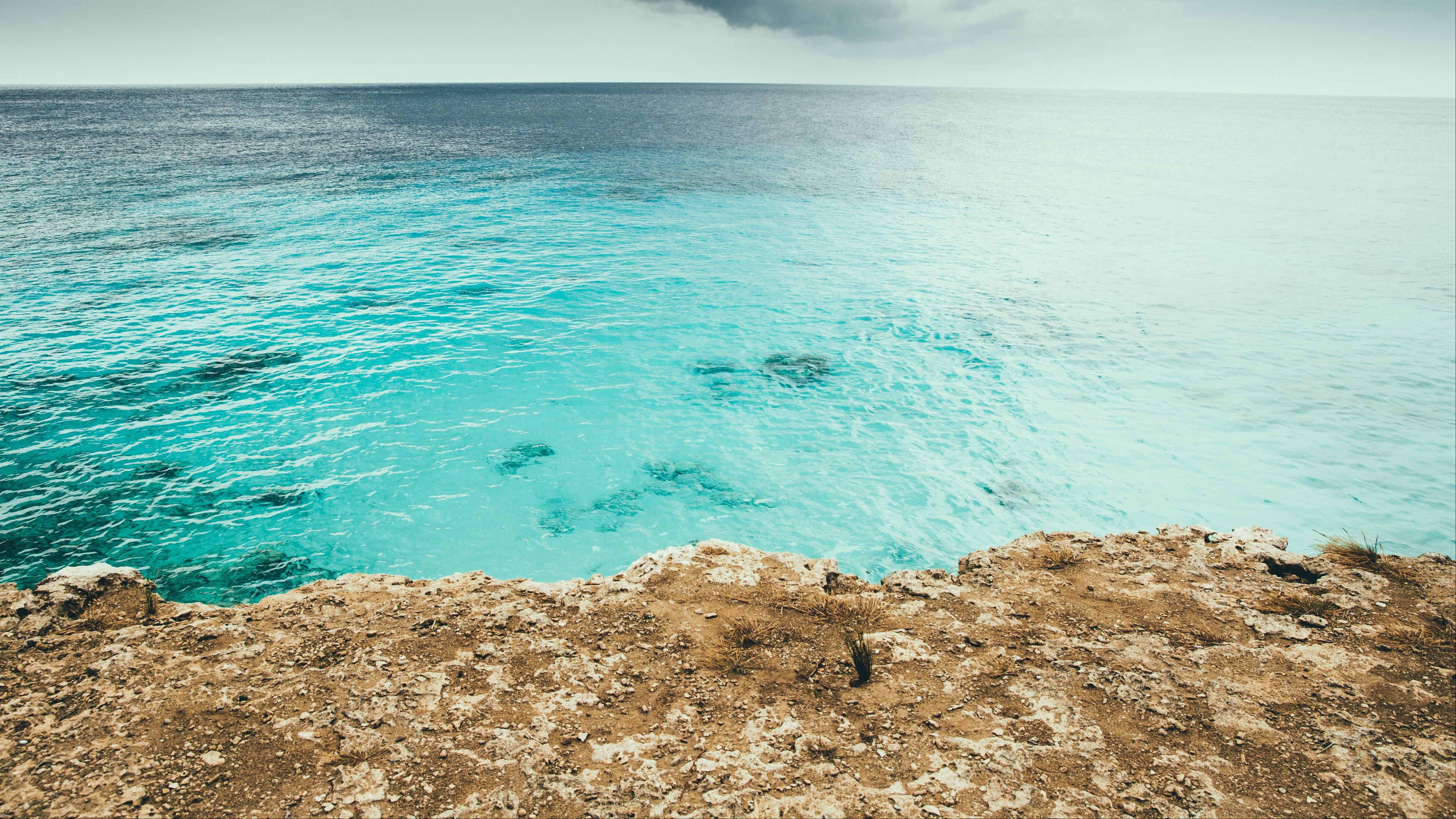 ocean, shore, water, precipice, 4k, HD Wallpaper