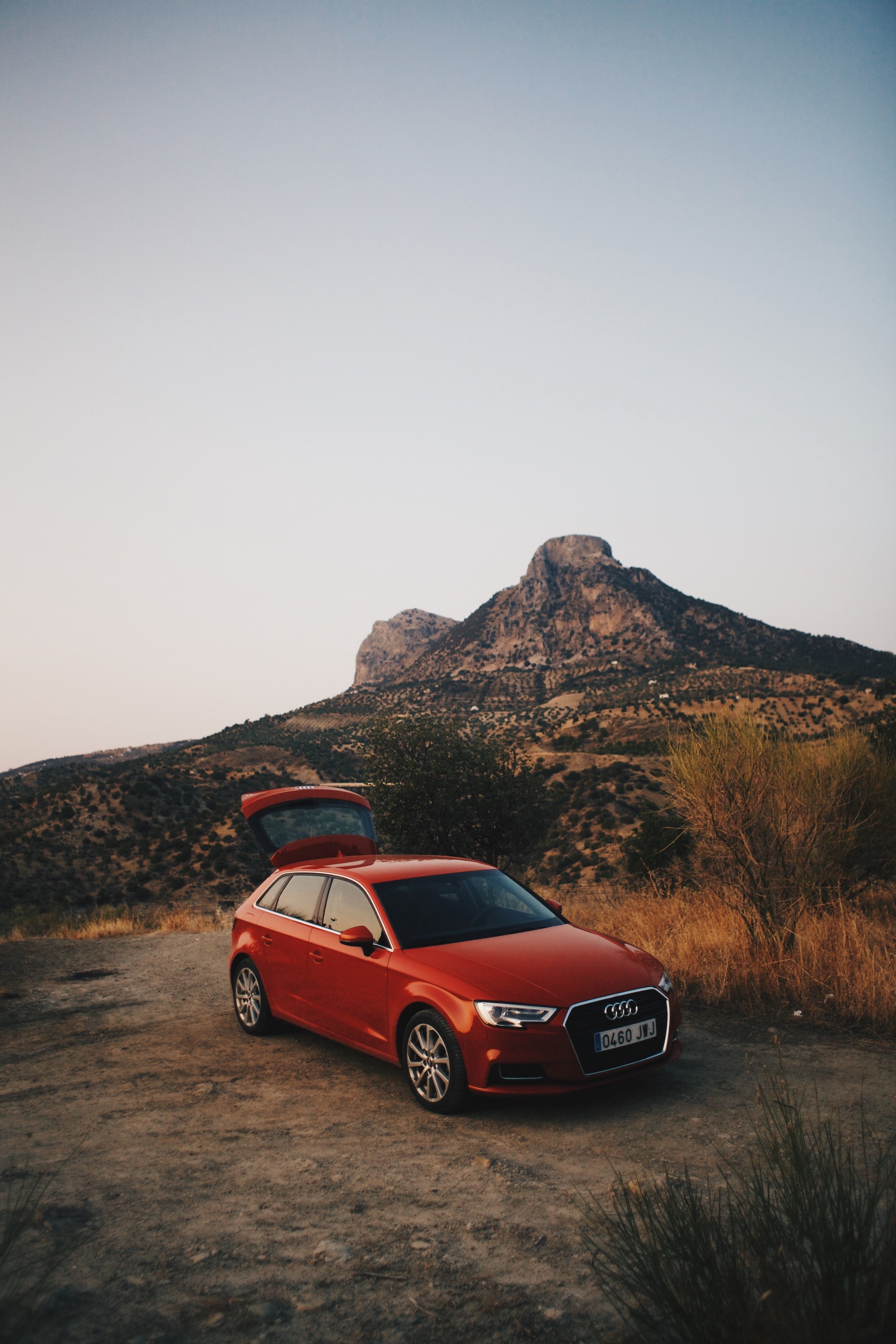 mountain car auto and red hd, 4k, Phone HD Wallpaper