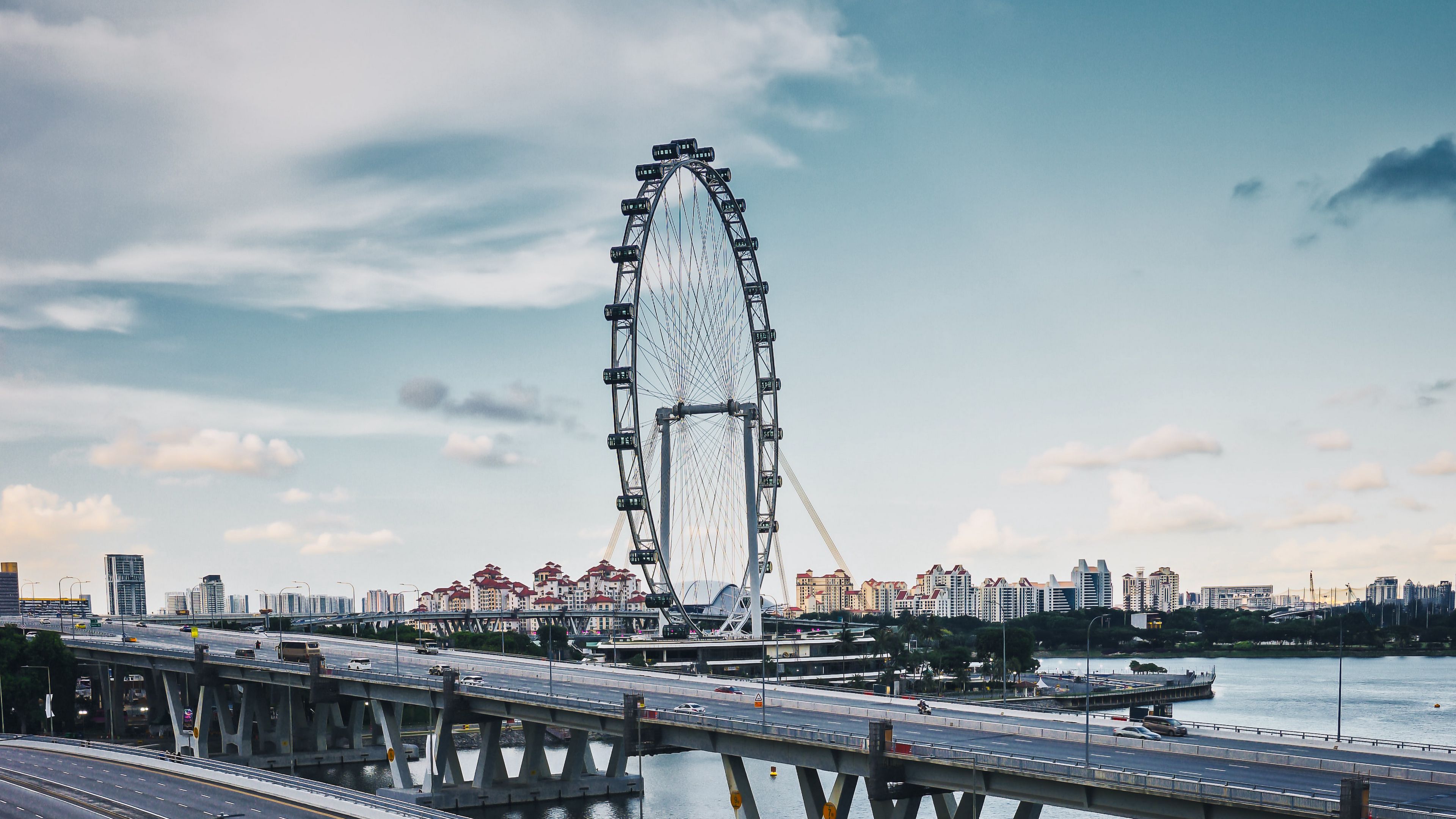 ferris wheel, road, city, 4k, HD Wallpaper