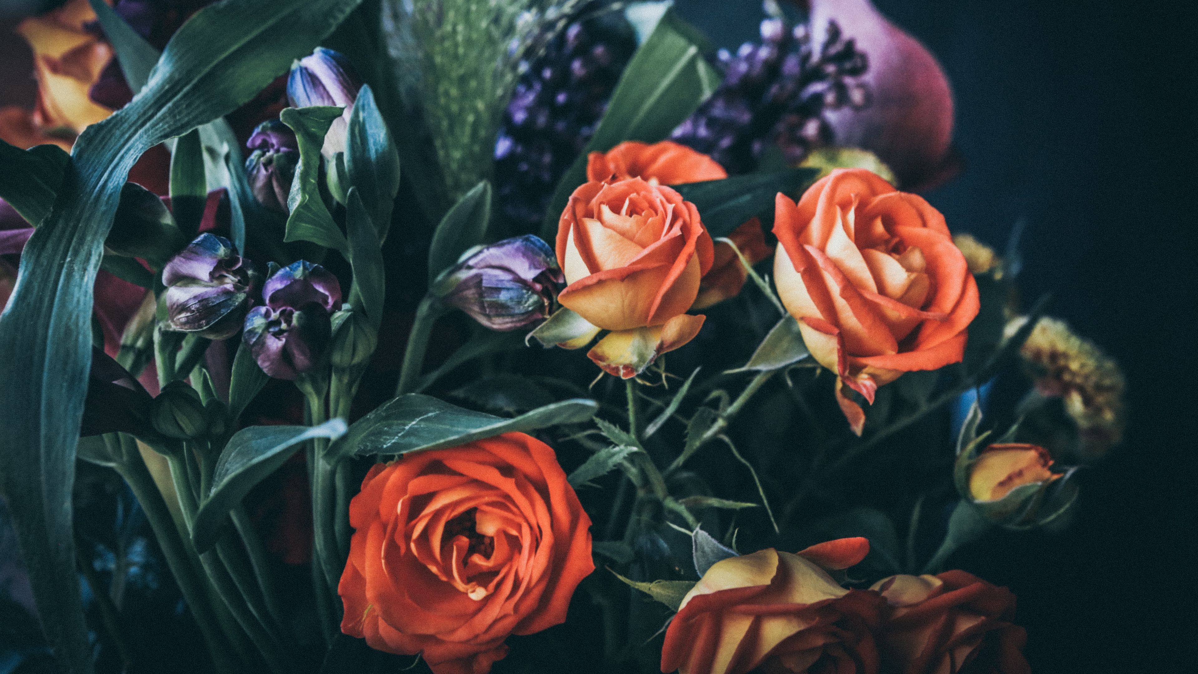 roses, bouquet, flowers, composition, 4k, HD Wallpaper