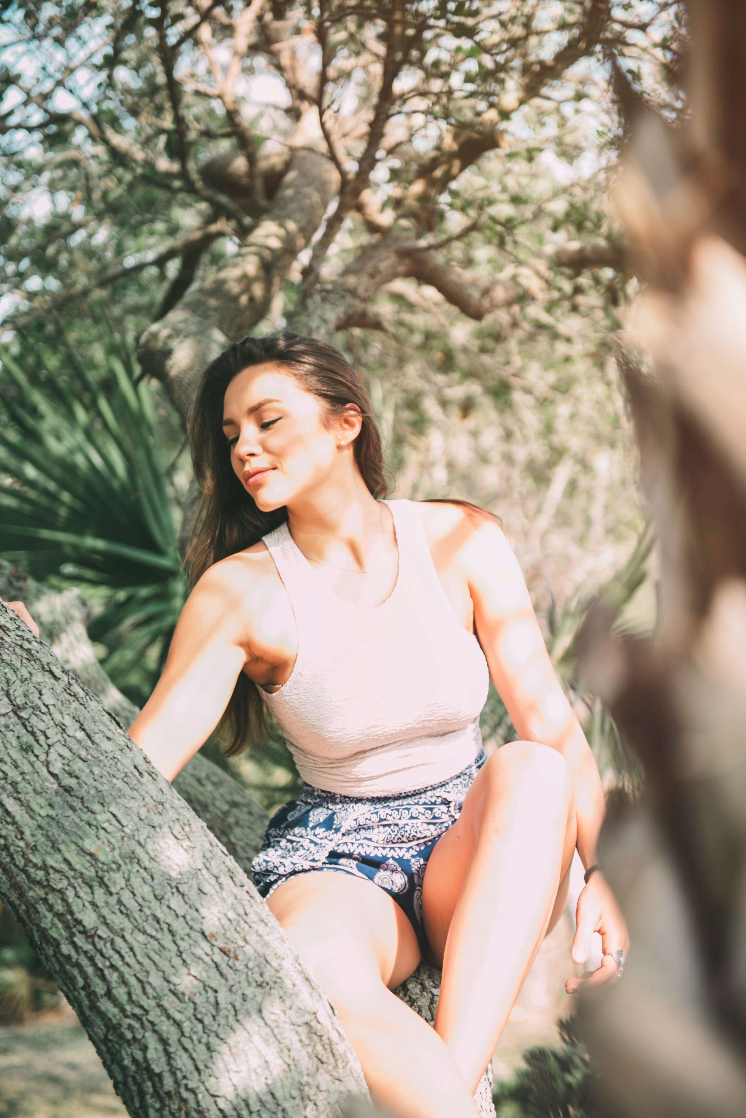 model natural smile and tree hd, 4k, Phone HD Wallpaper