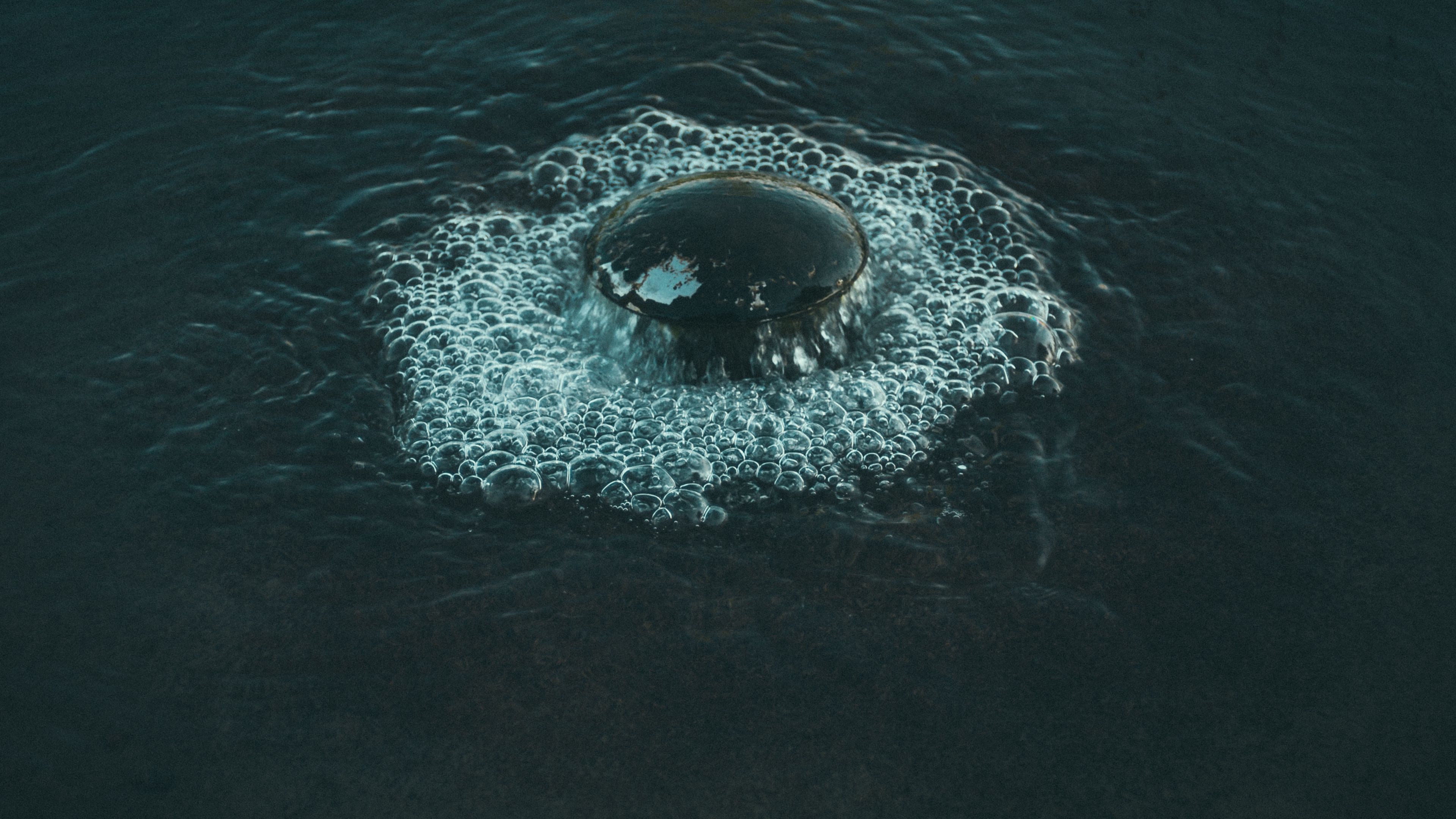water, foam, surface, 4k, HD Wallpaper