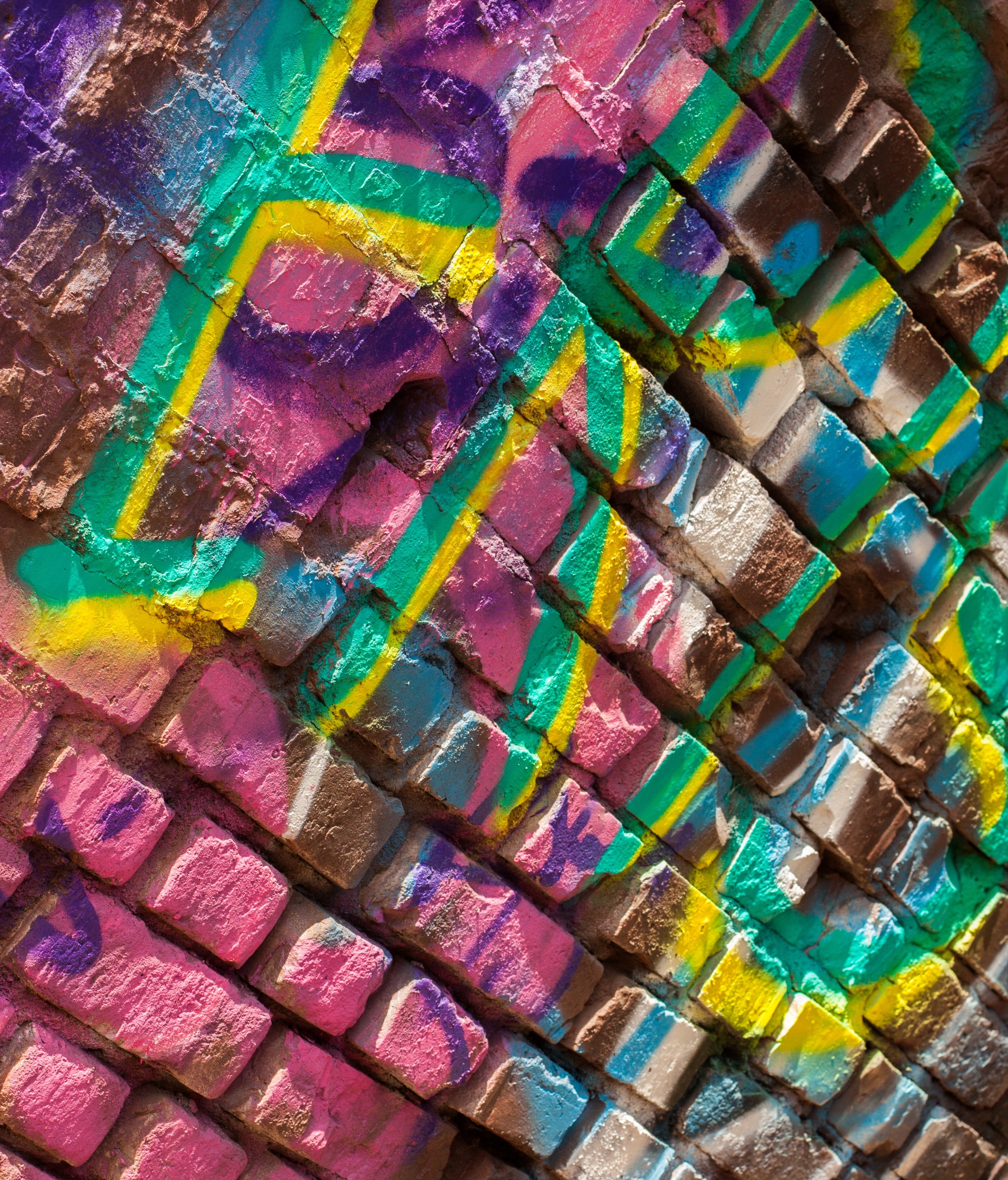 writing on a painted brick wall, _brick wall writing 4k, Phone HD Wallpaper