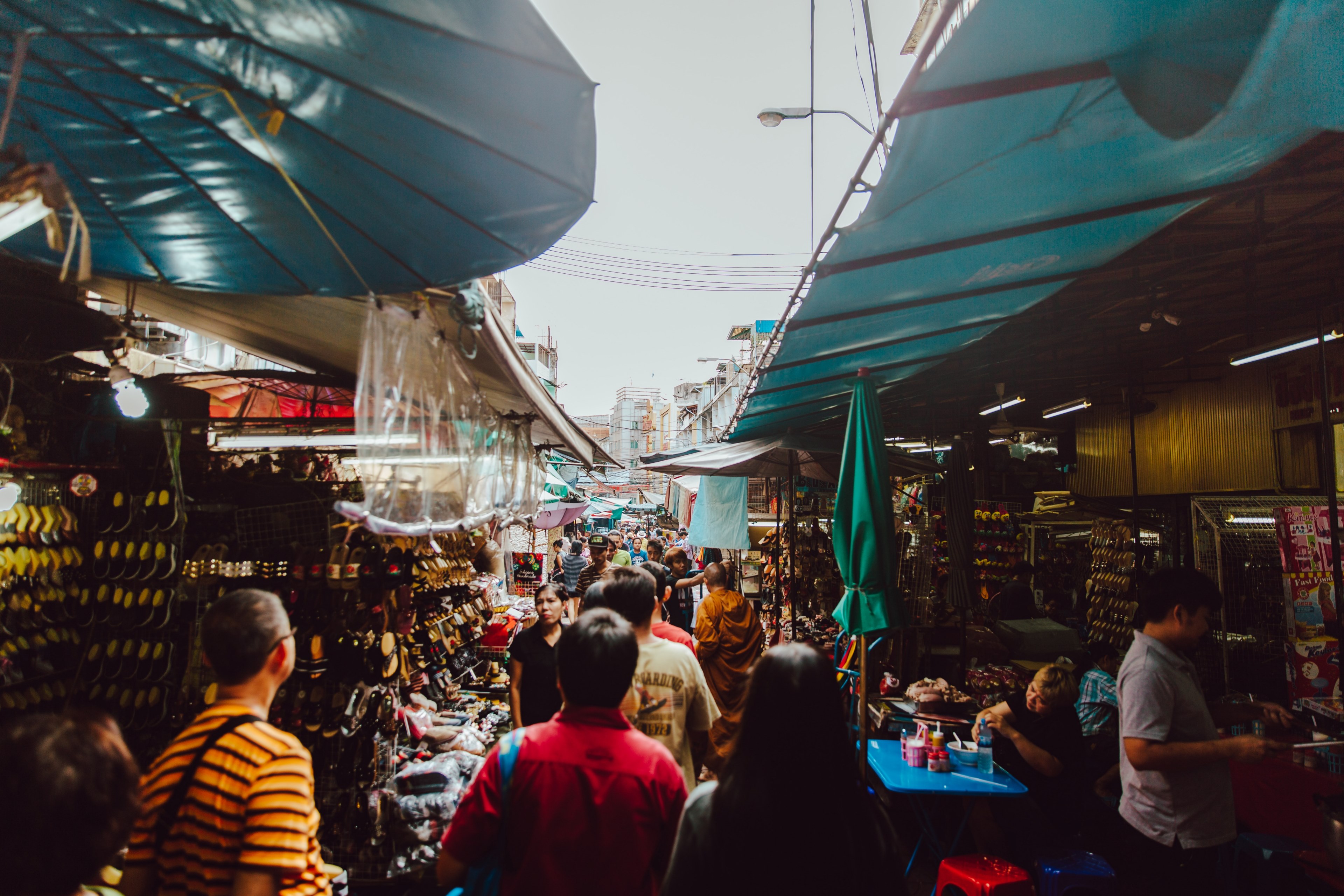street market parasol and canopy 4k, HD Wallpaper