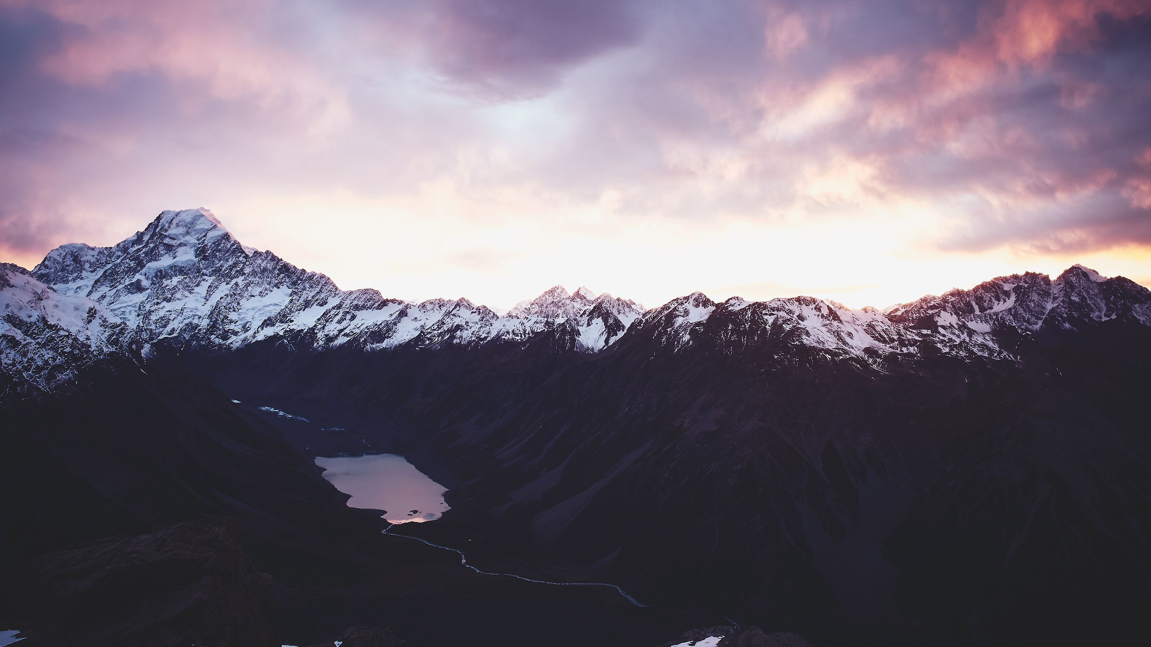 mountain, lake, distance, fog, pinnacle, 4k, HD Wallpaper