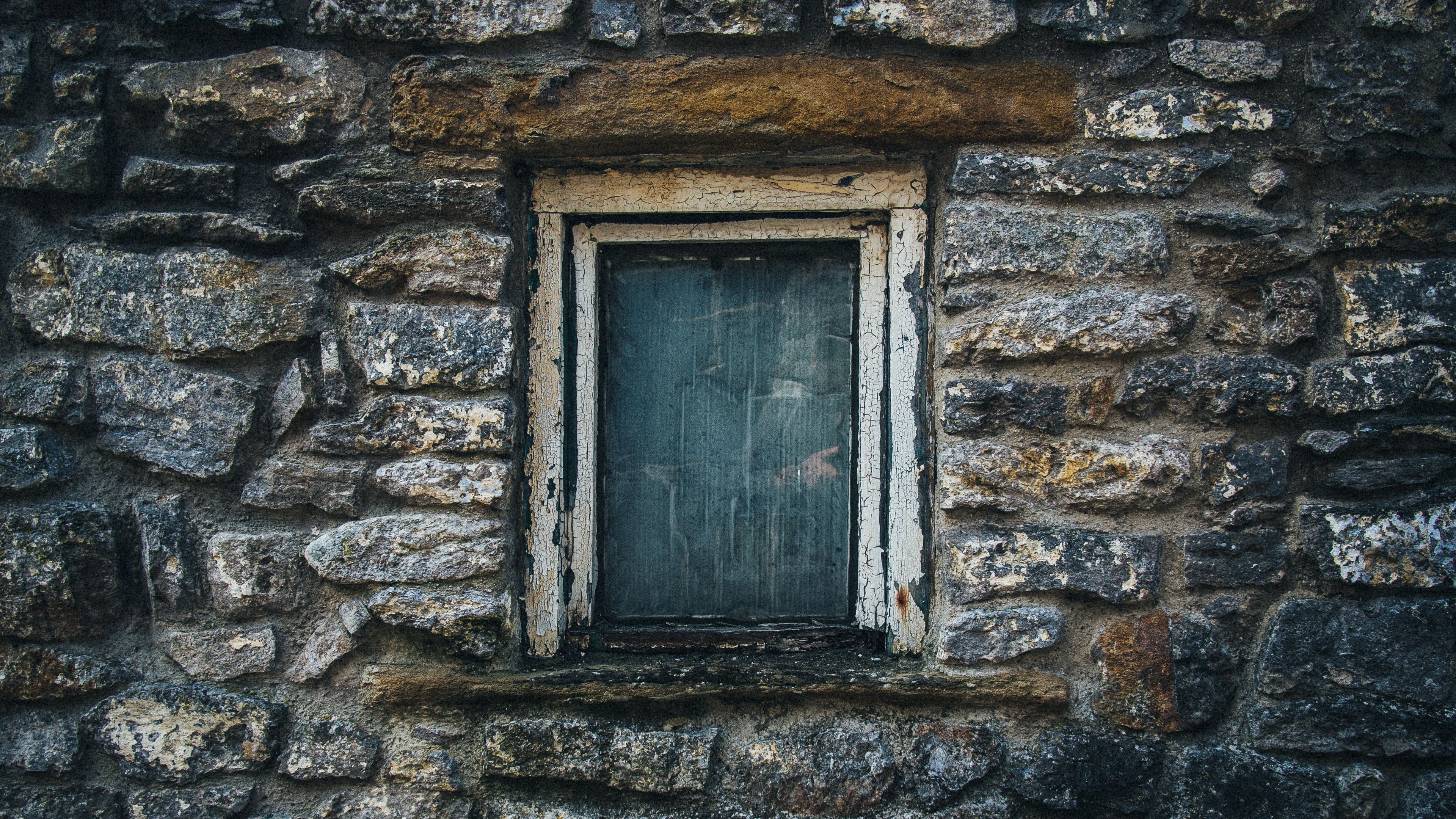window, stone, wall, 4k, HD Wallpaper