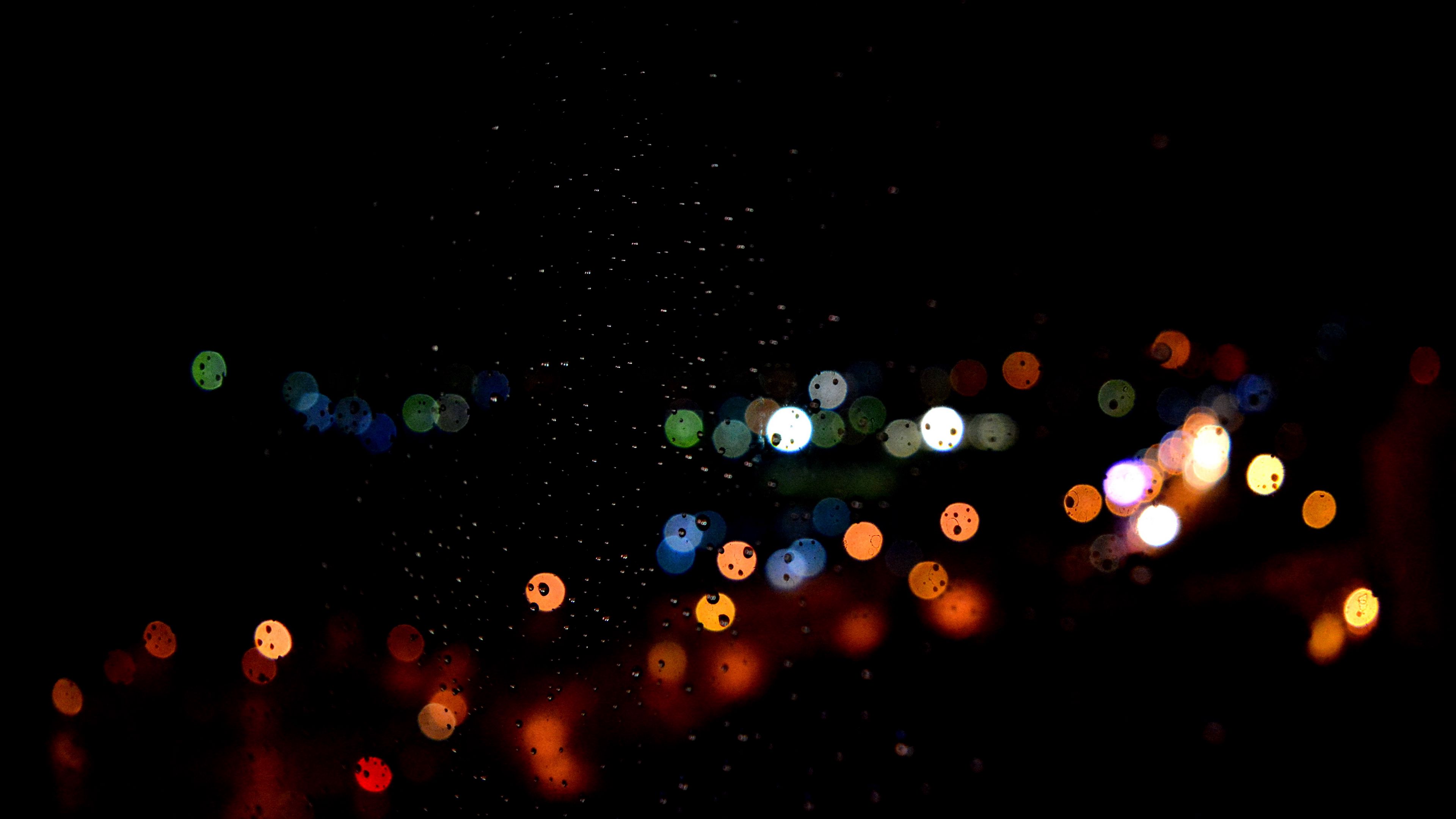 glare, dark background, drops, circles, 4k, HD Wallpaper