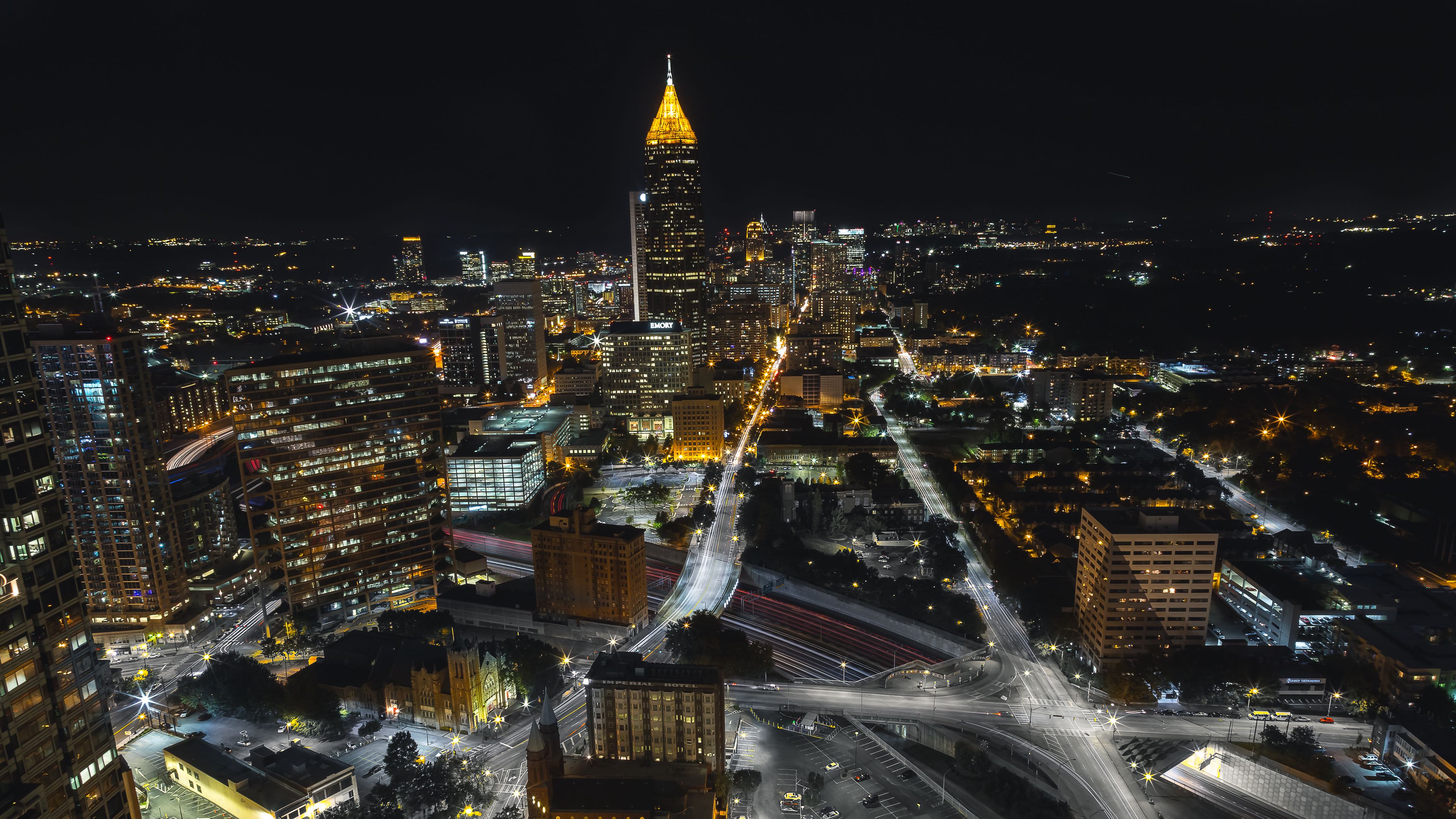 atlanta, usa, night, buildings, 4k, HD Wallpaper