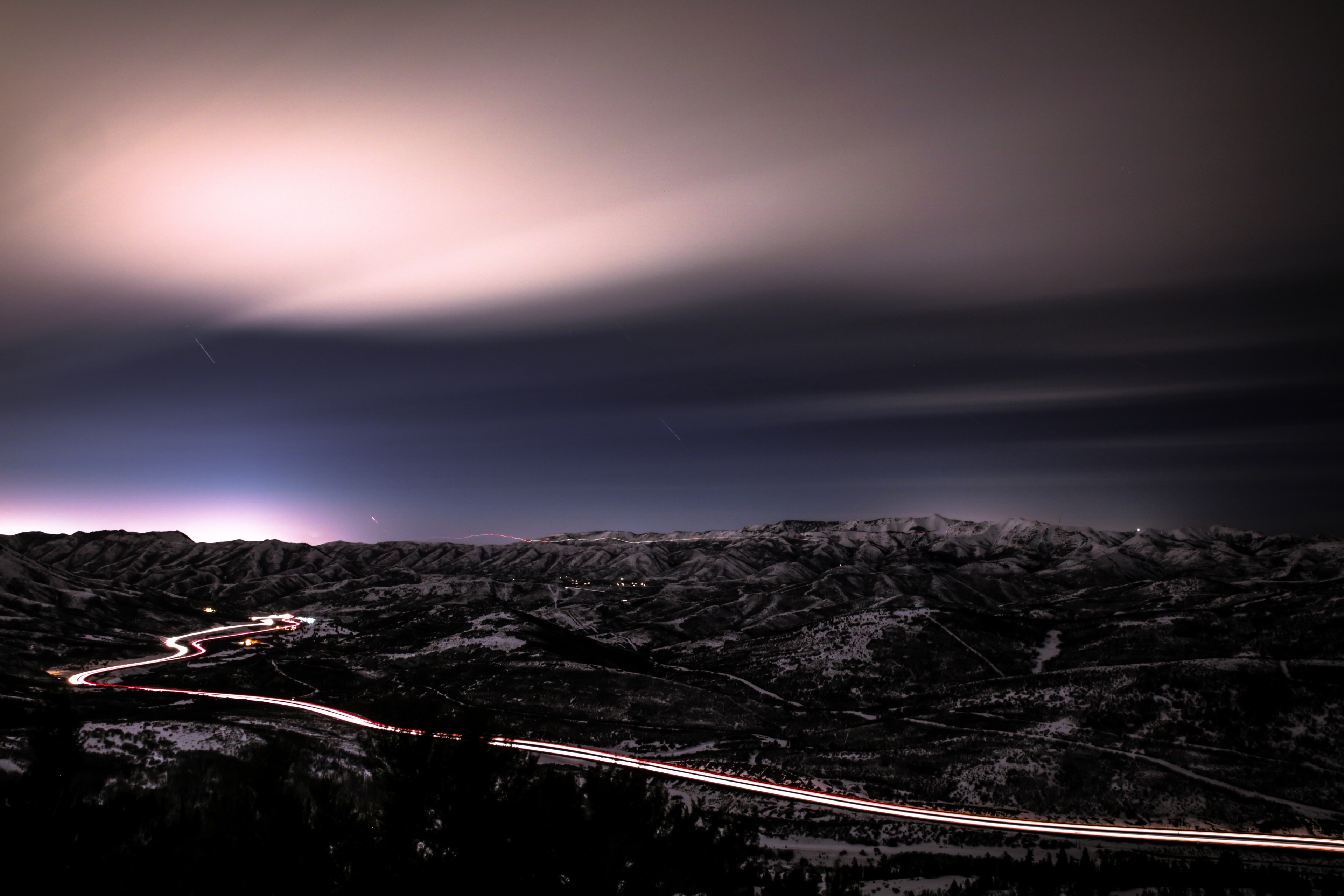 a late evening early night image from a drone displaying a citys skyline and sky, drone view of a night sky 4k, HD Wallpaper