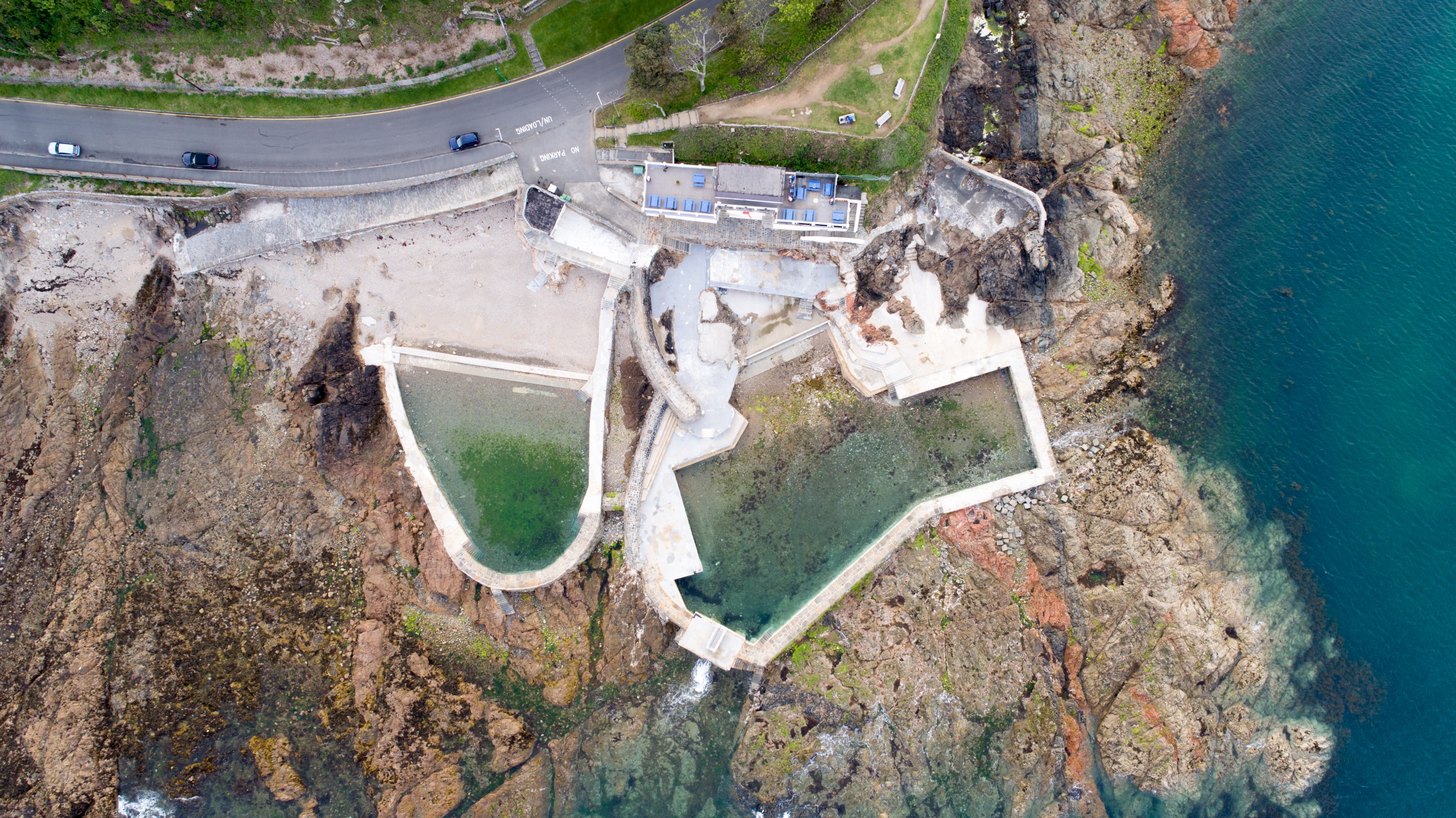 the old bathing pools in st_ peter port guernsey 4k, HD Wallpaper