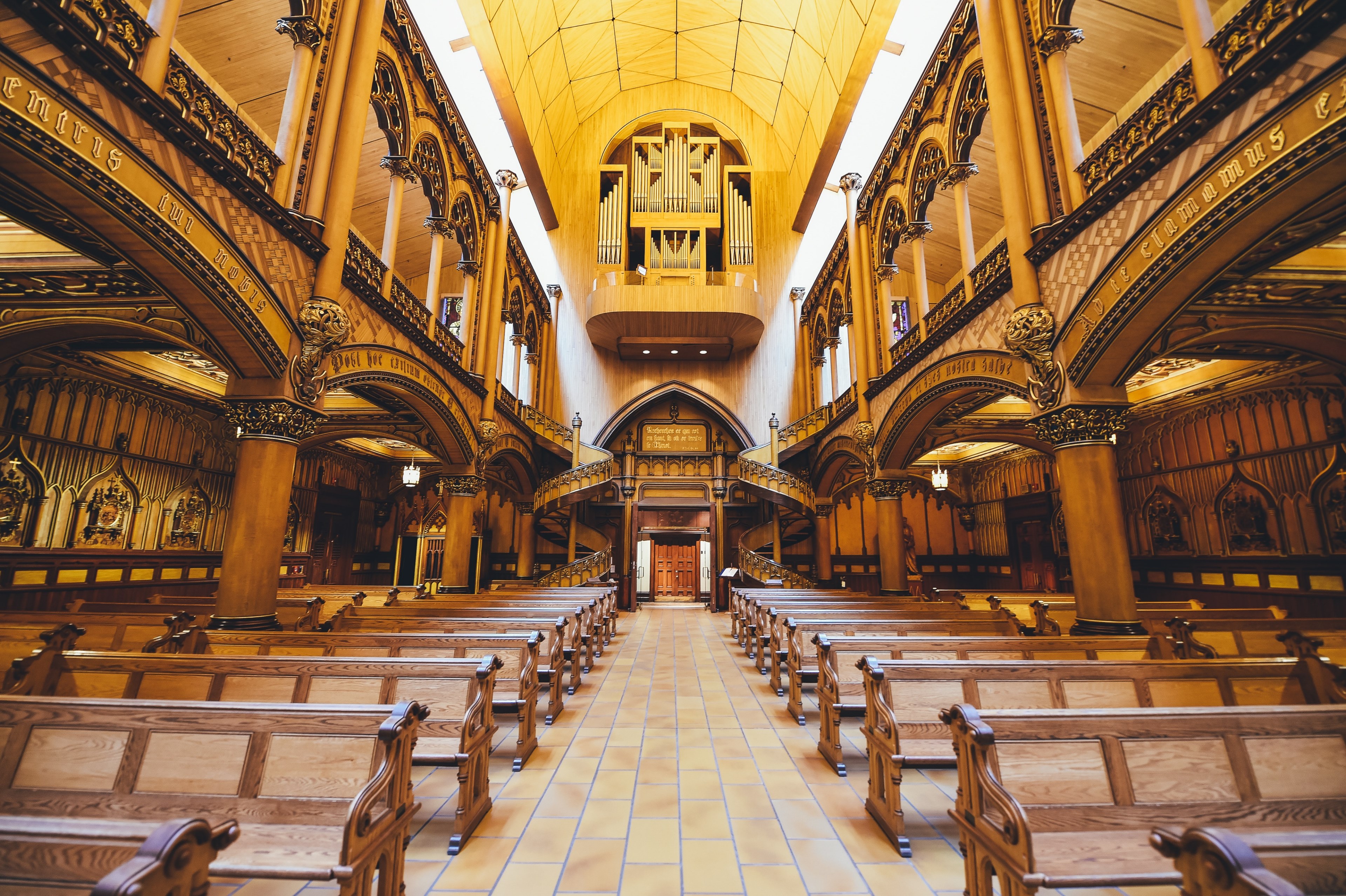 church organ architecture and ornate 4k, HD Wallpaper