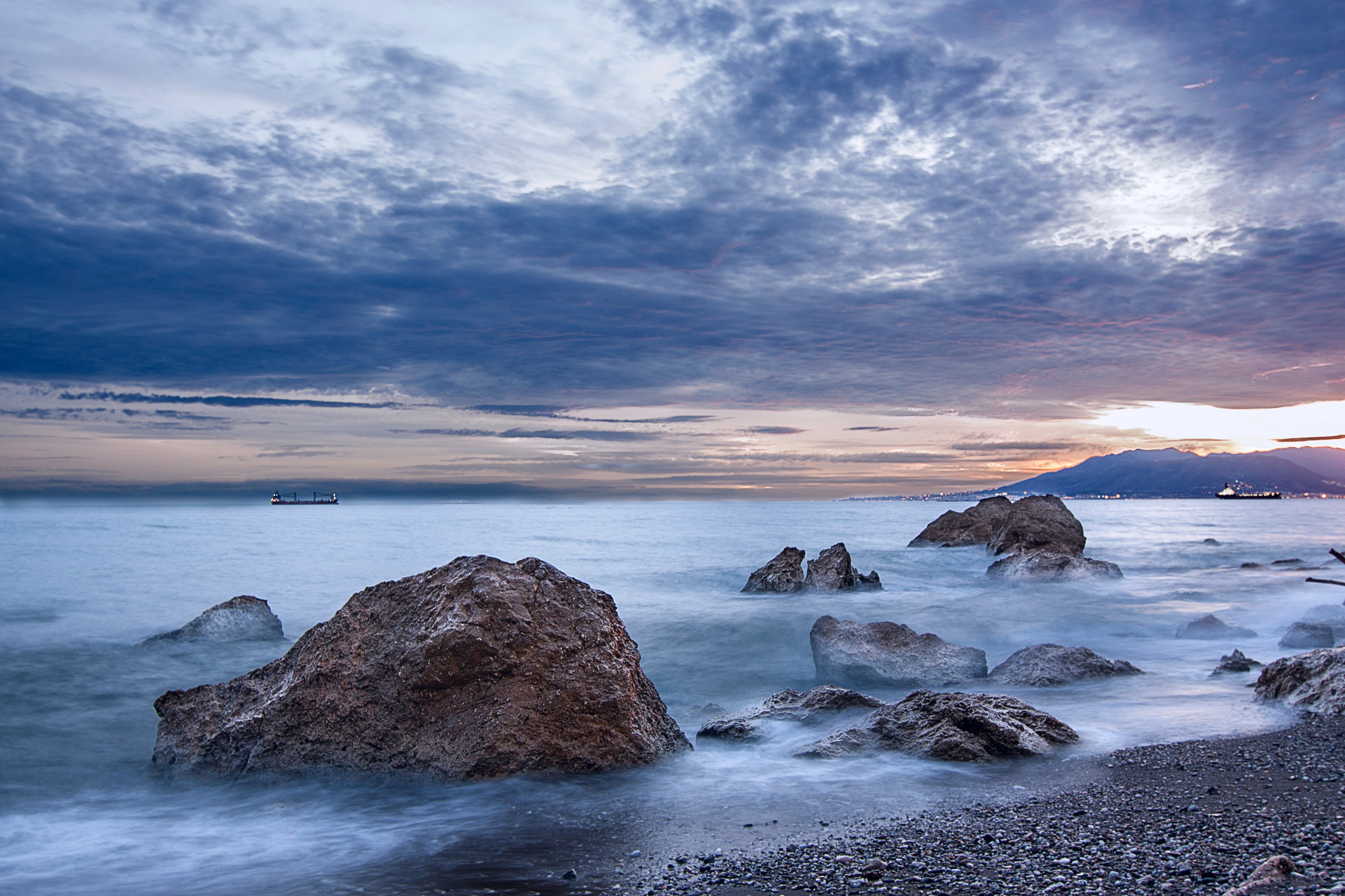 paseo de los canadiense agua nube and mlaga 4k, HD Wallpaper