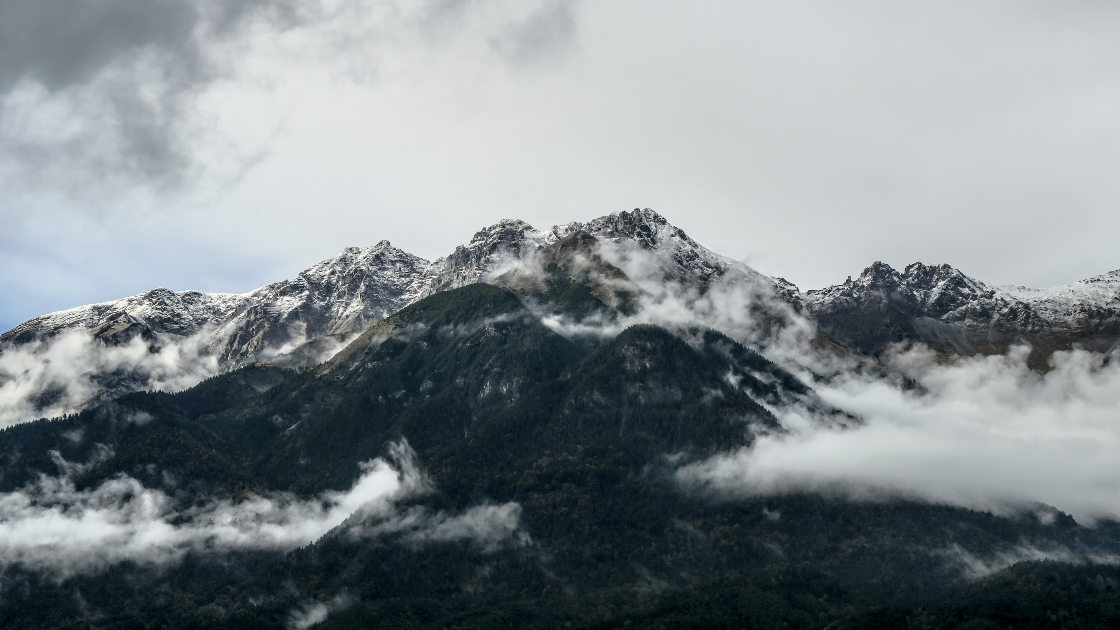 thick clouds over wooded mountain slopes in innsbruck, dont feel bad 4k, HD Wallpaper