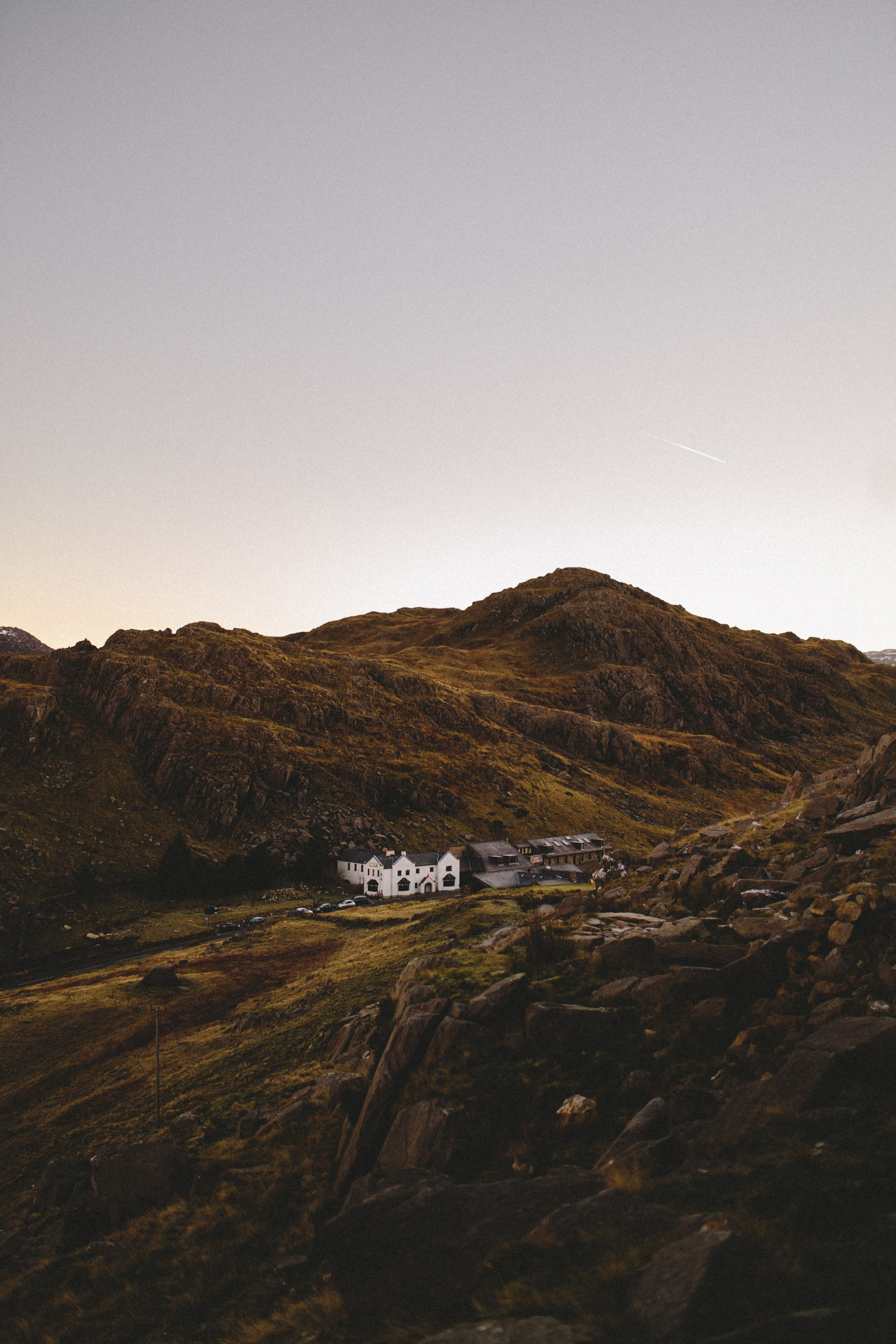 mountain rural hill and building hd, 4k, Phone HD Wallpaper