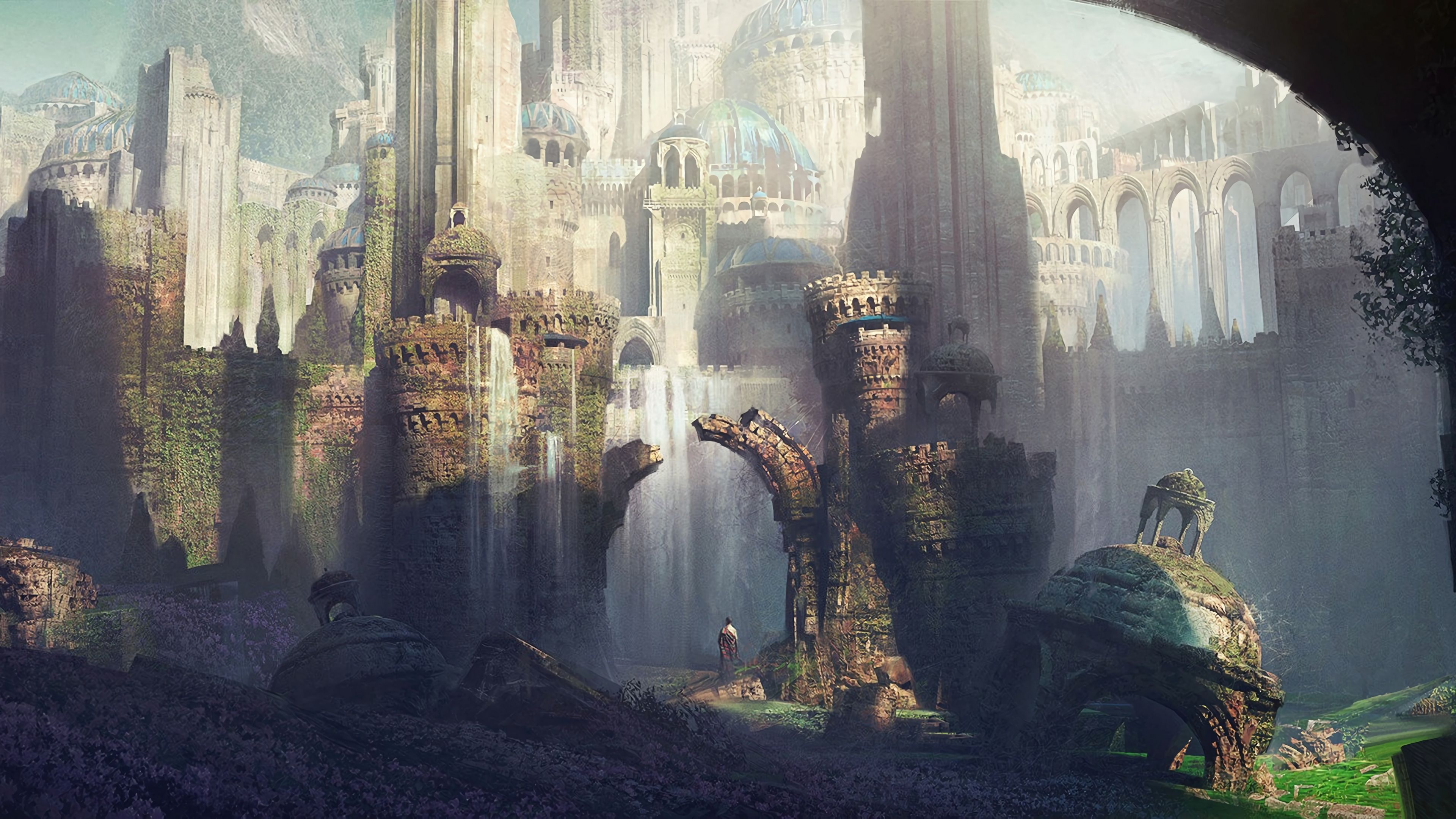 castle, traveler, art, 4k, HD Wallpaper