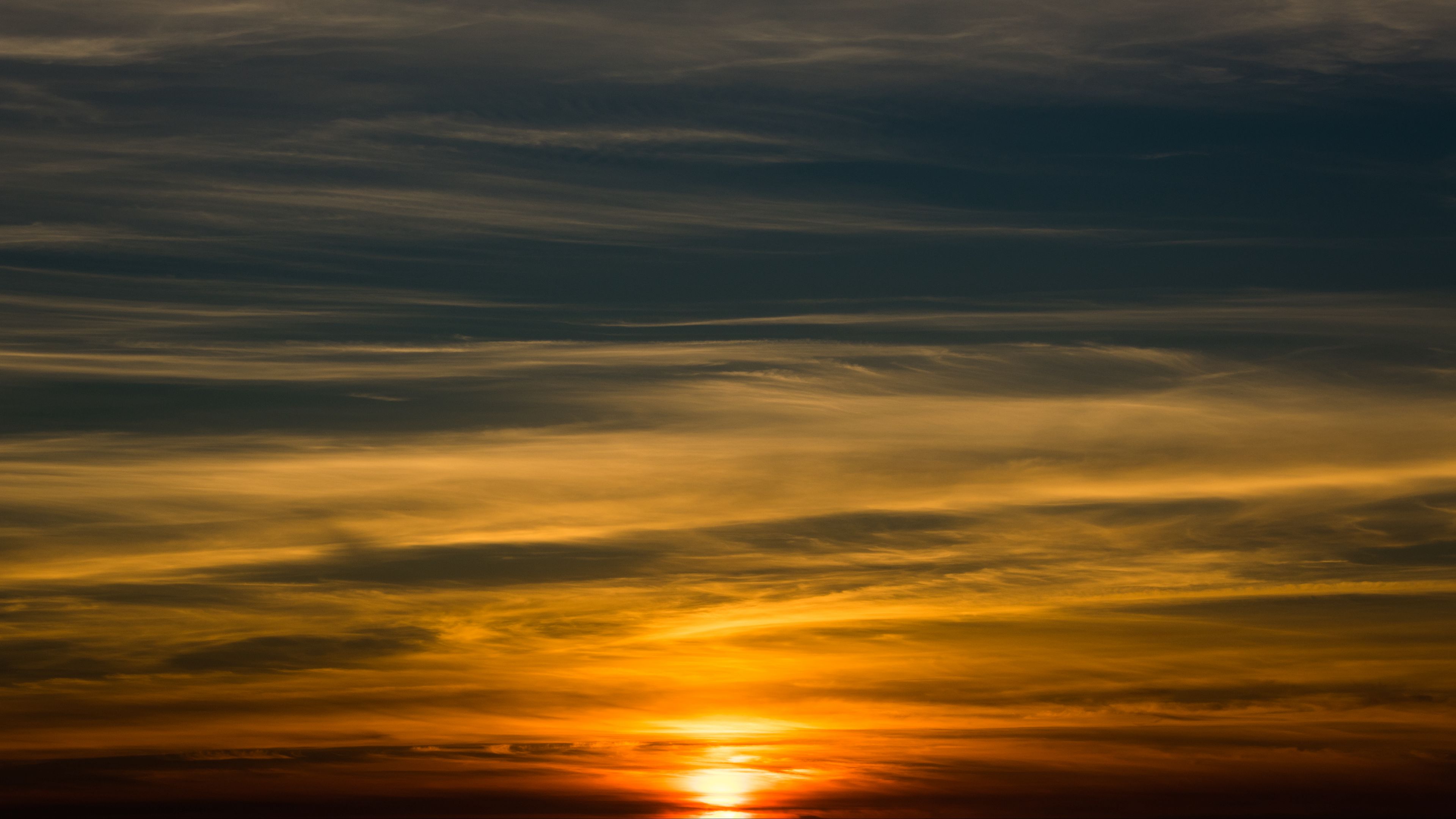 sun, sunset, sky, clouds, 4k, HD Wallpaper