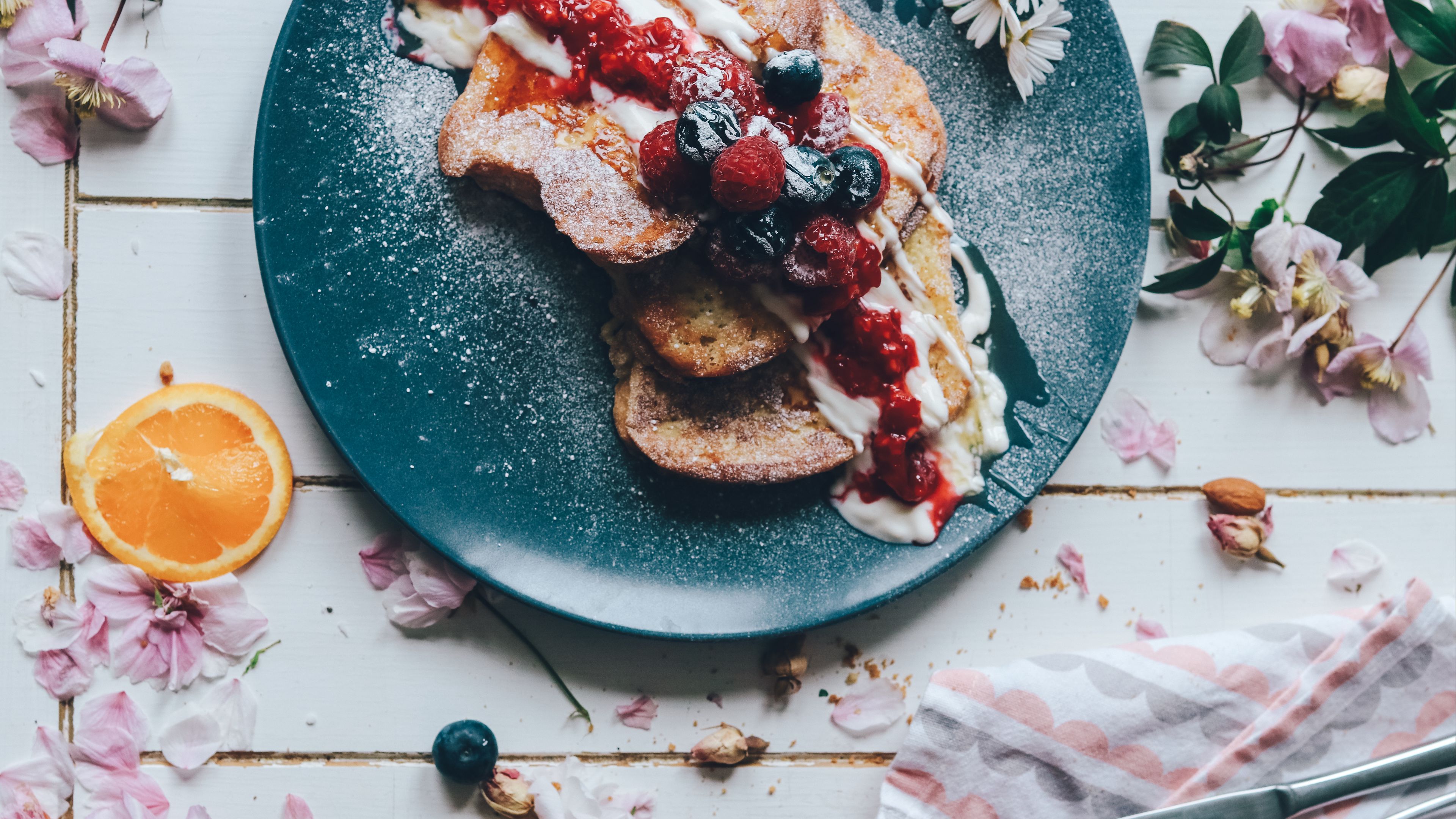 sandwiches, jam, berries, powder, dessert, 4k, HD Wallpaper