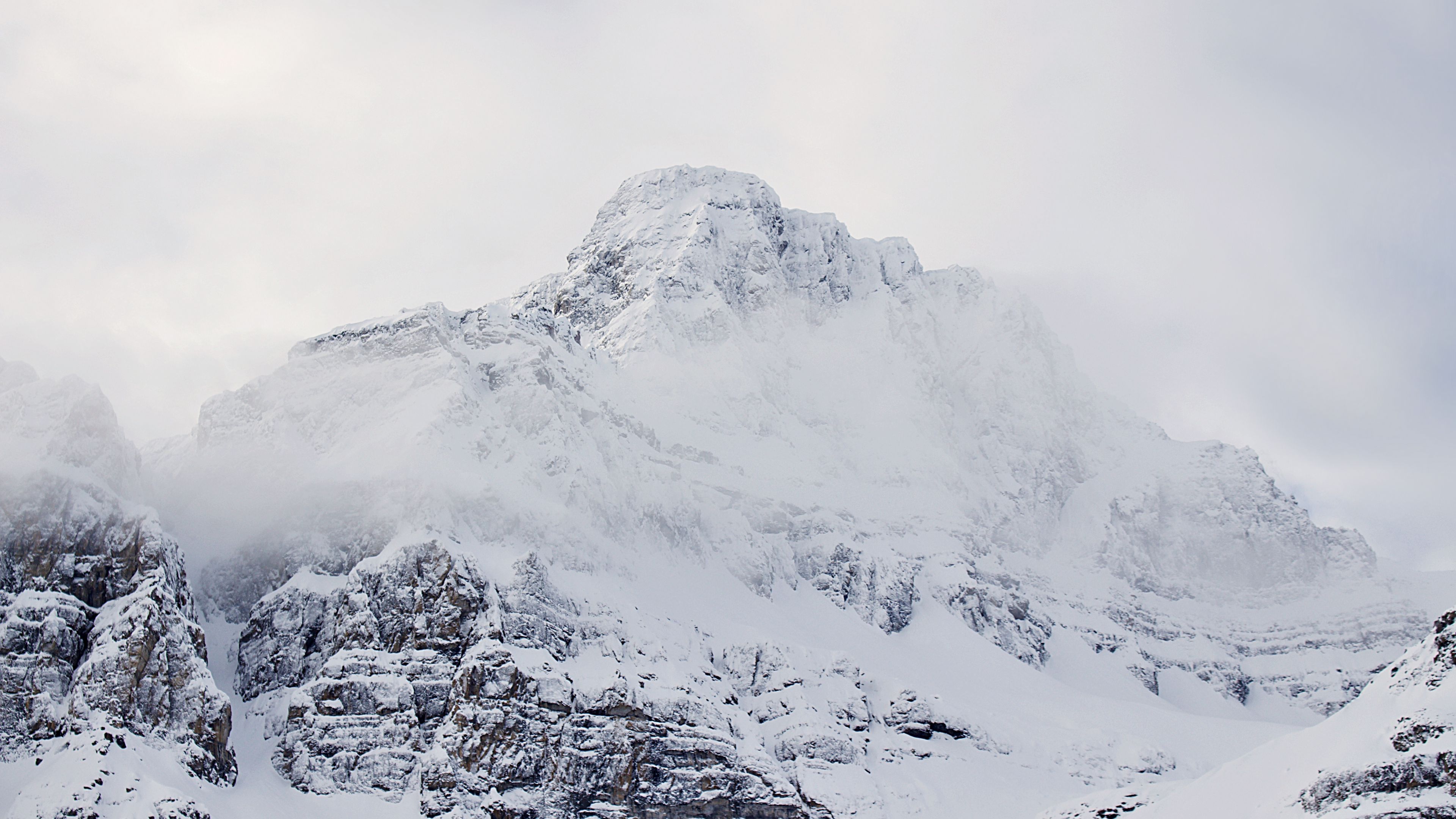 mountains, fog, peaks, 4k, HD Wallpaper