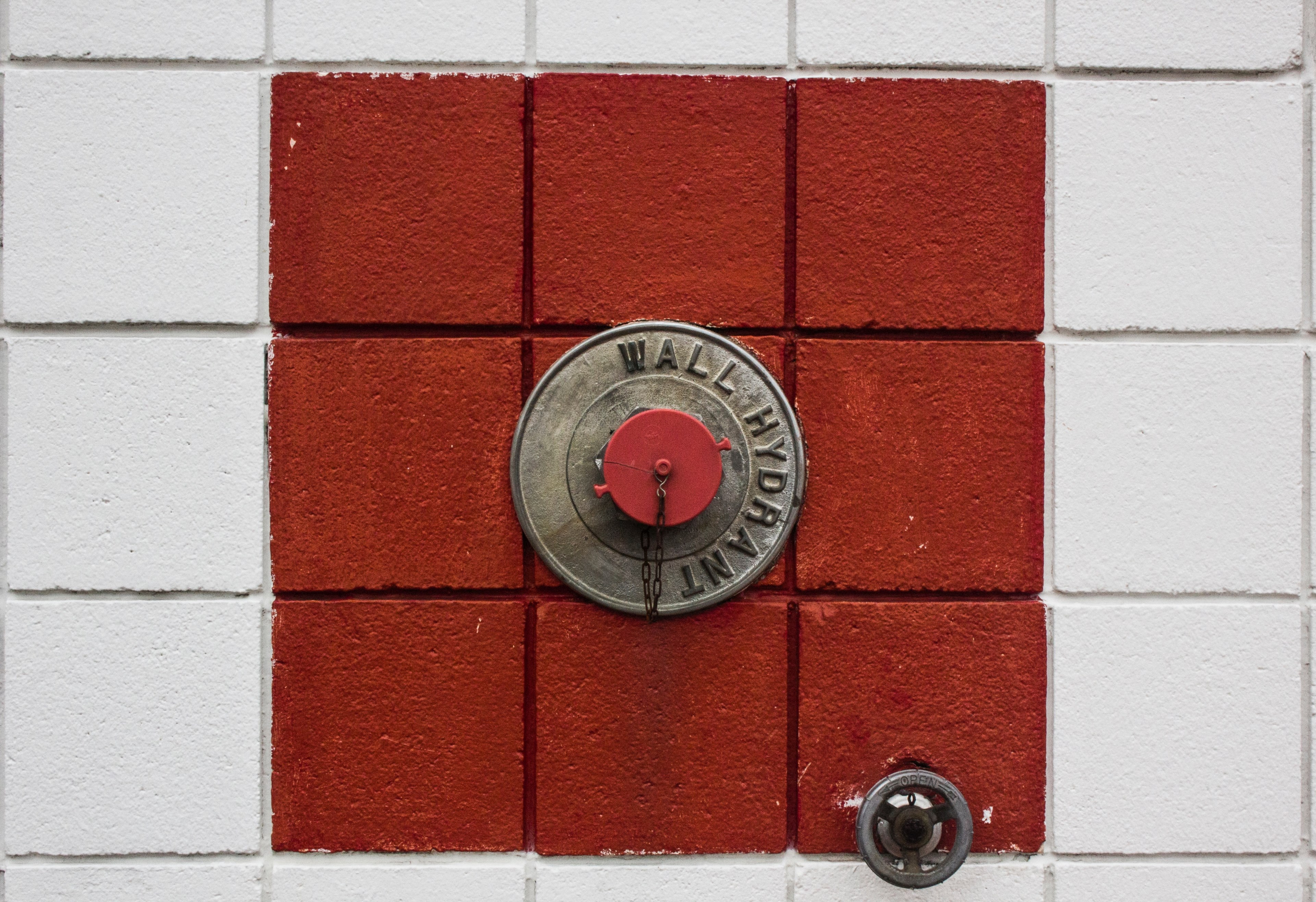 wall hydrant hydrant square and tile 4k, HD Wallpaper
