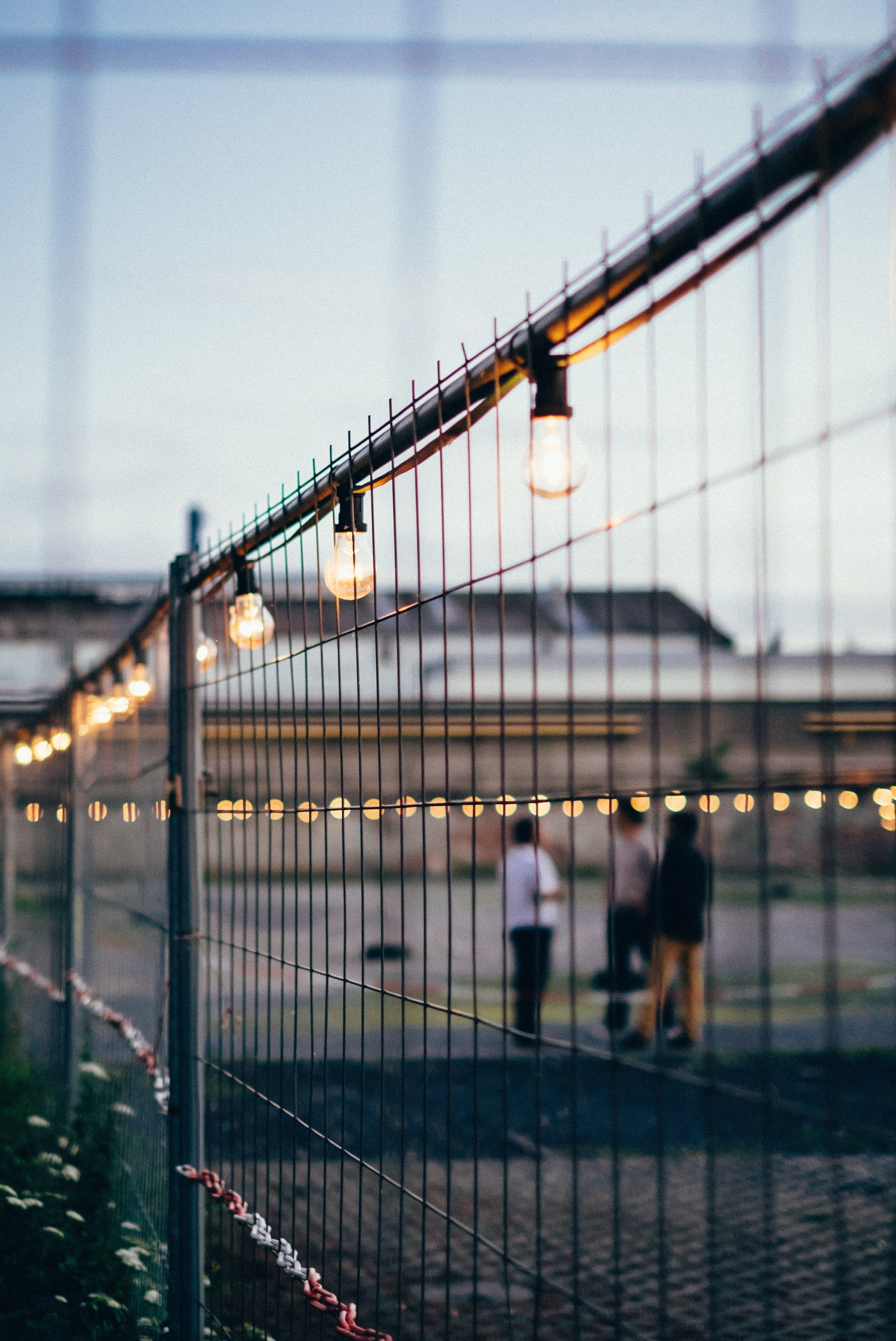 light fence string light and lit fence hd, 4k, Phone HD Wallpaper