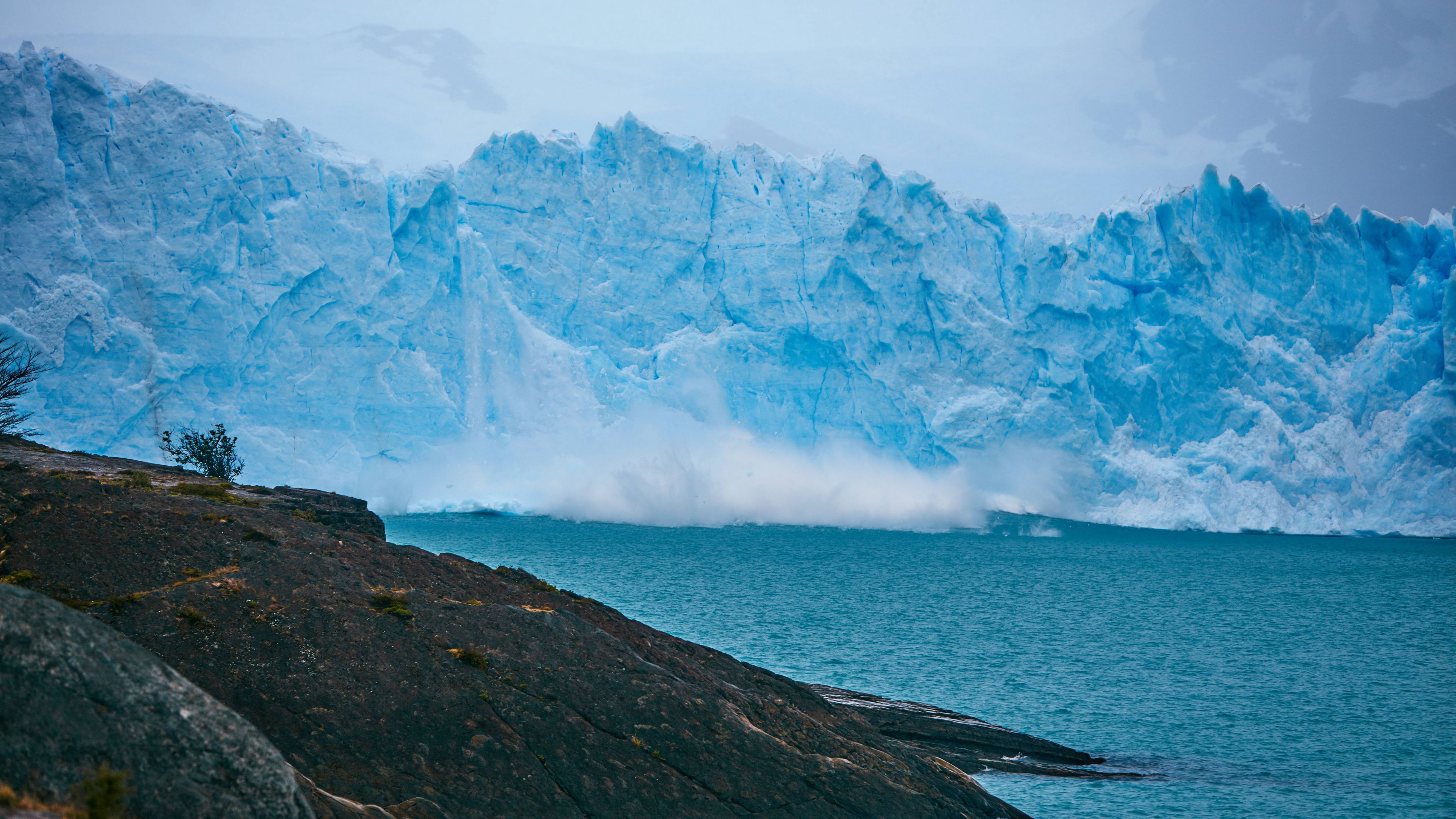 iceberg, rocks, sea, shore, 4k, HD Wallpaper