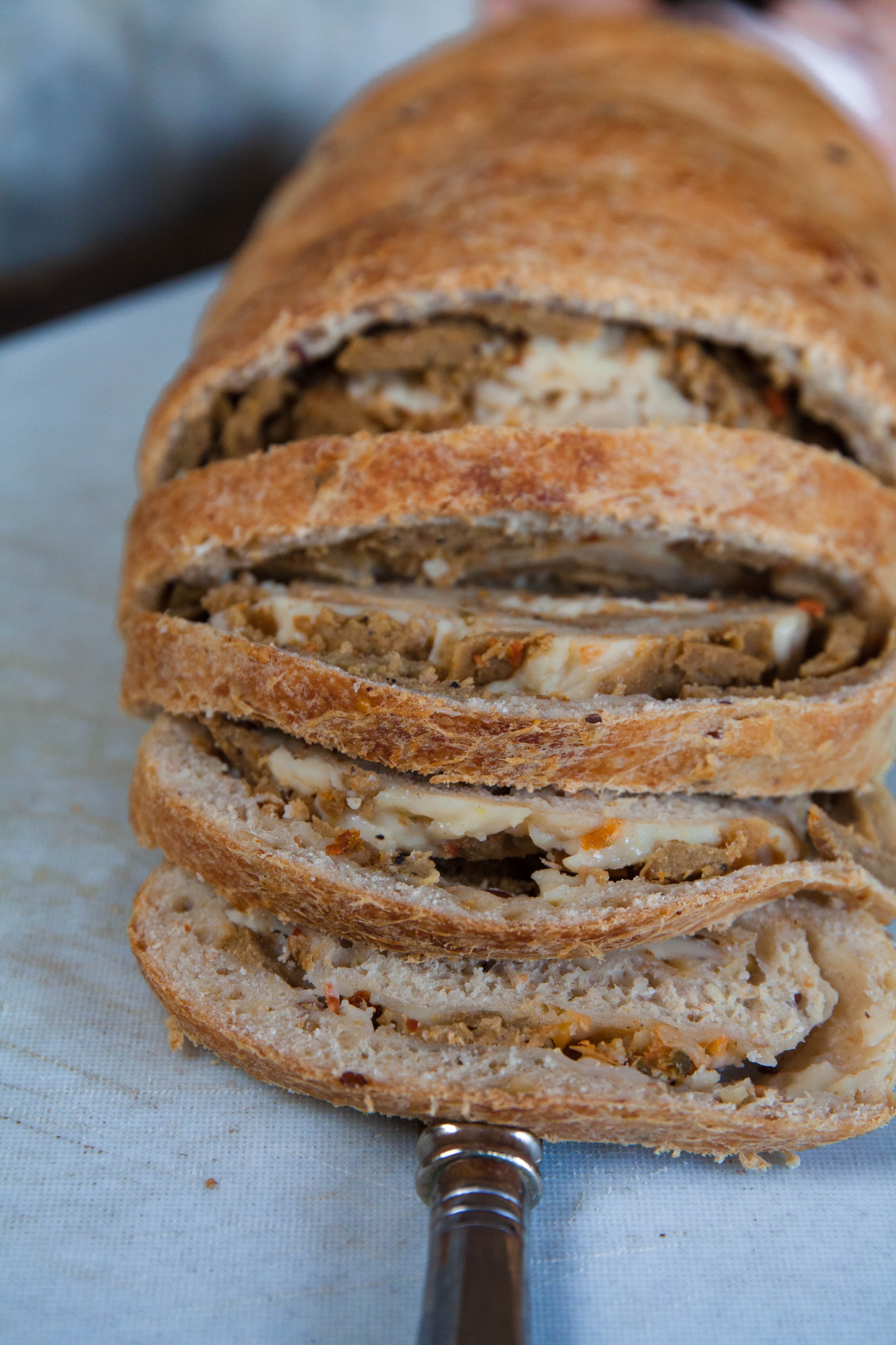 seitan sausage spicy kimchi amp havarti stromboli 4k, Phone HD Wallpaper