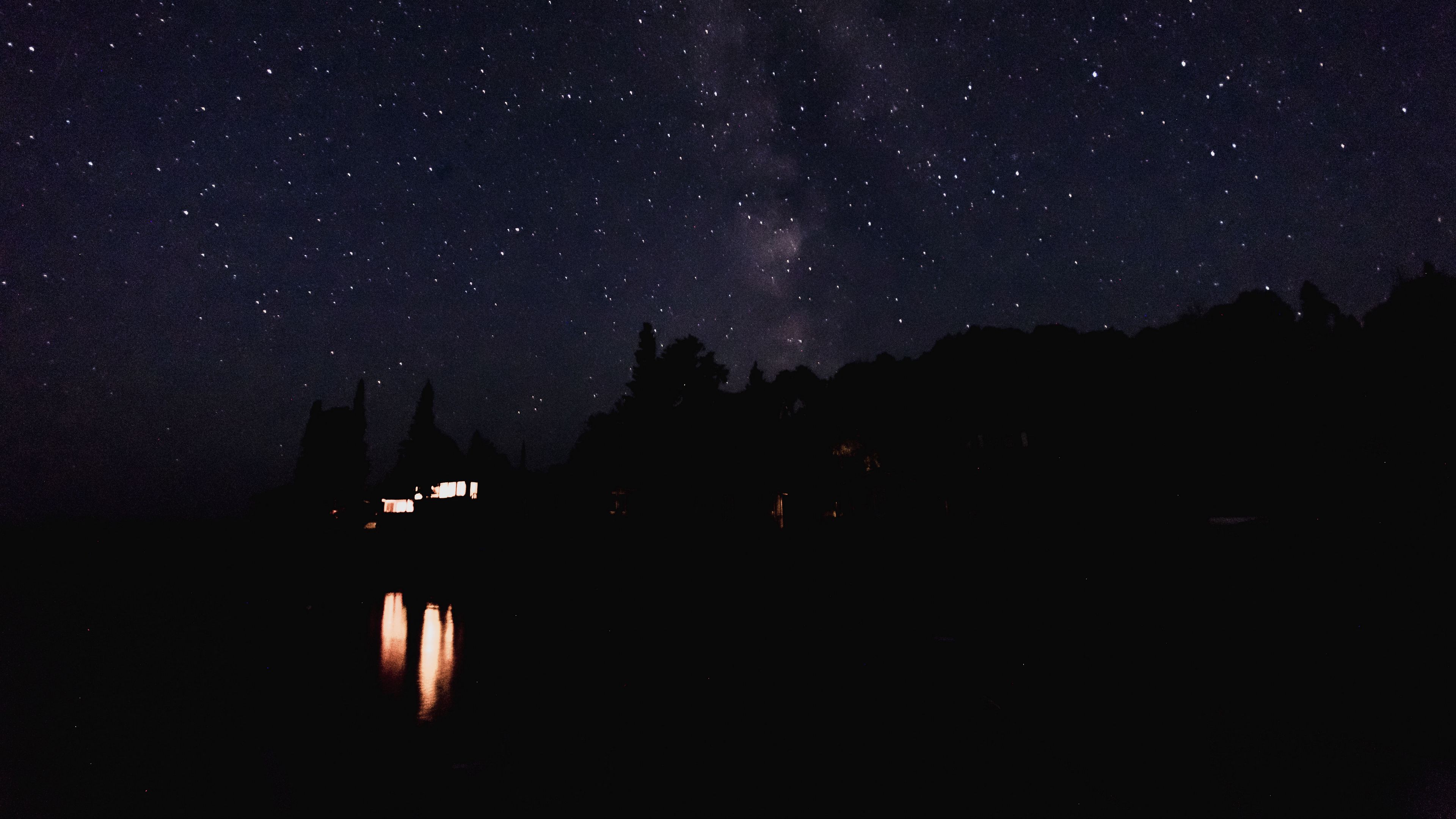 starry sky, night, lights, sky, 4k, HD Wallpaper