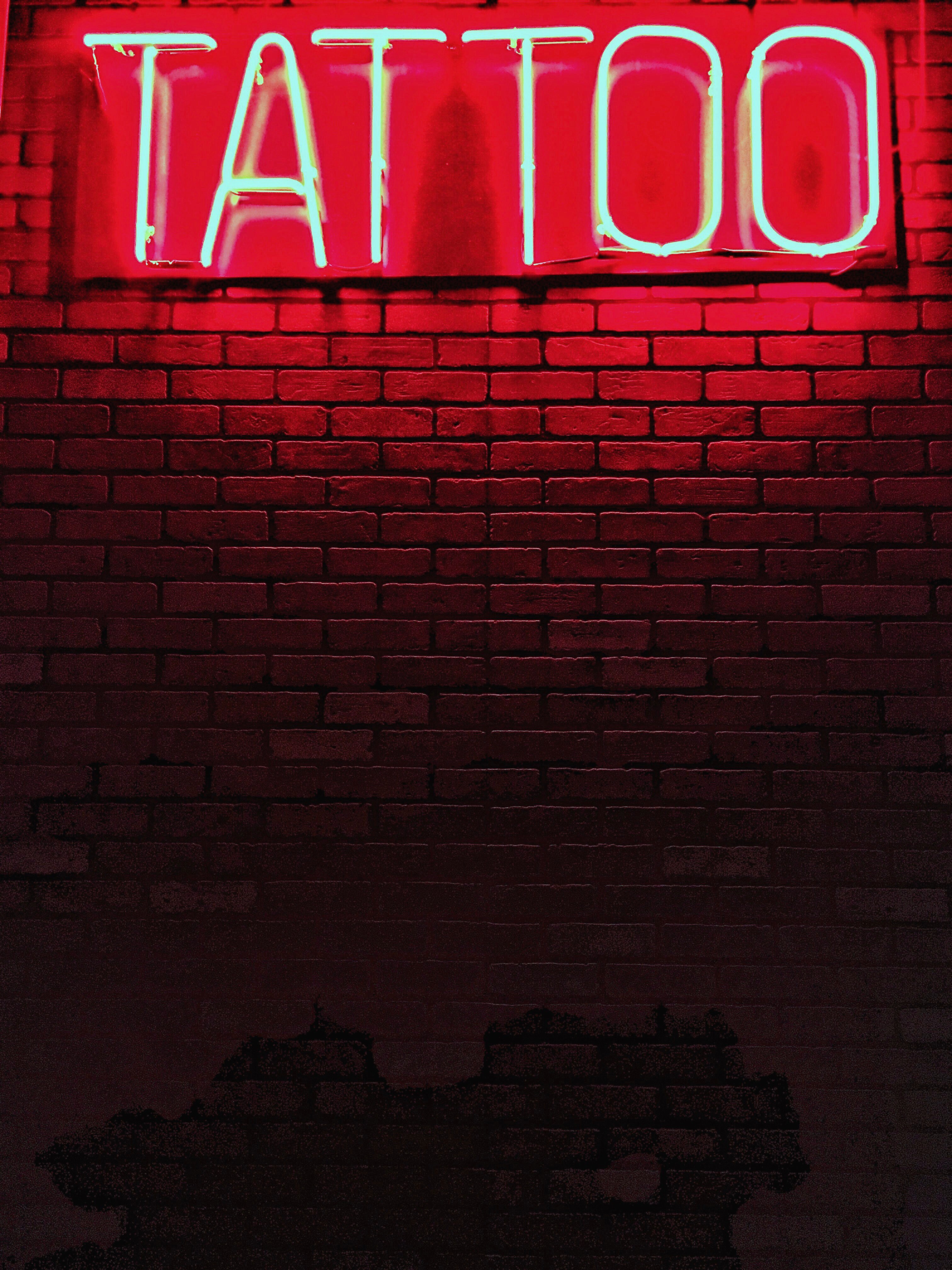 tattoo wall neon and sign hd, 4k, Phone HD Wallpaper